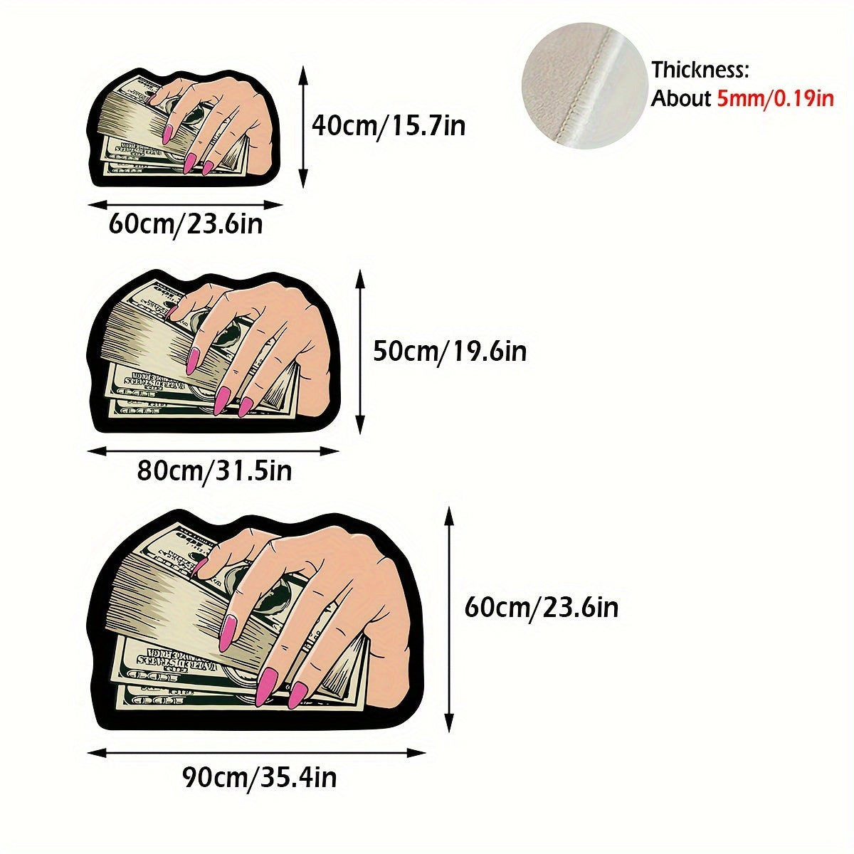 🧩 Light Area Rug: Non-Slip Bill & Hand Pattern Mat 🖐️