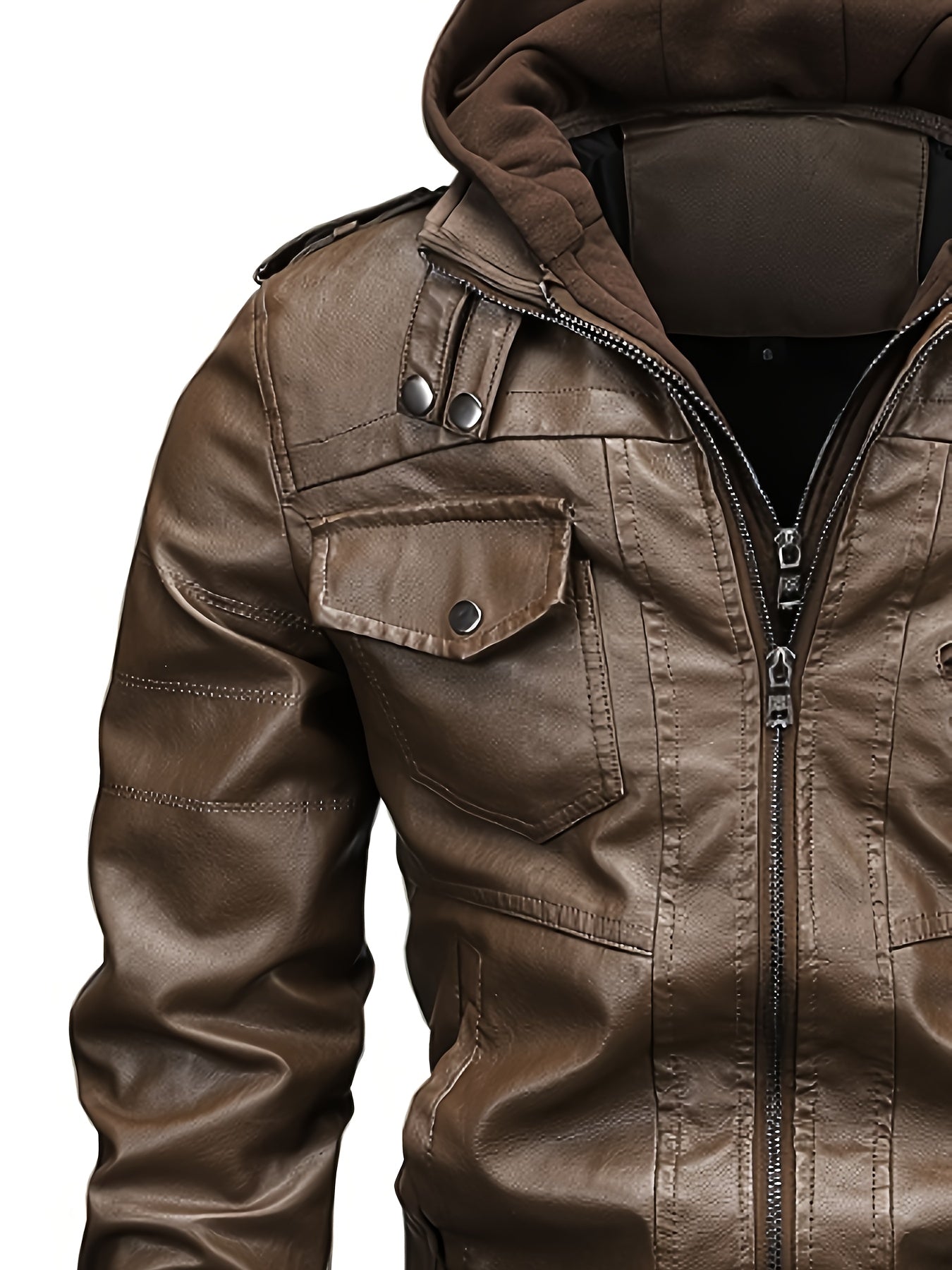 Urban Explorer Hooded PU Leather Jacket