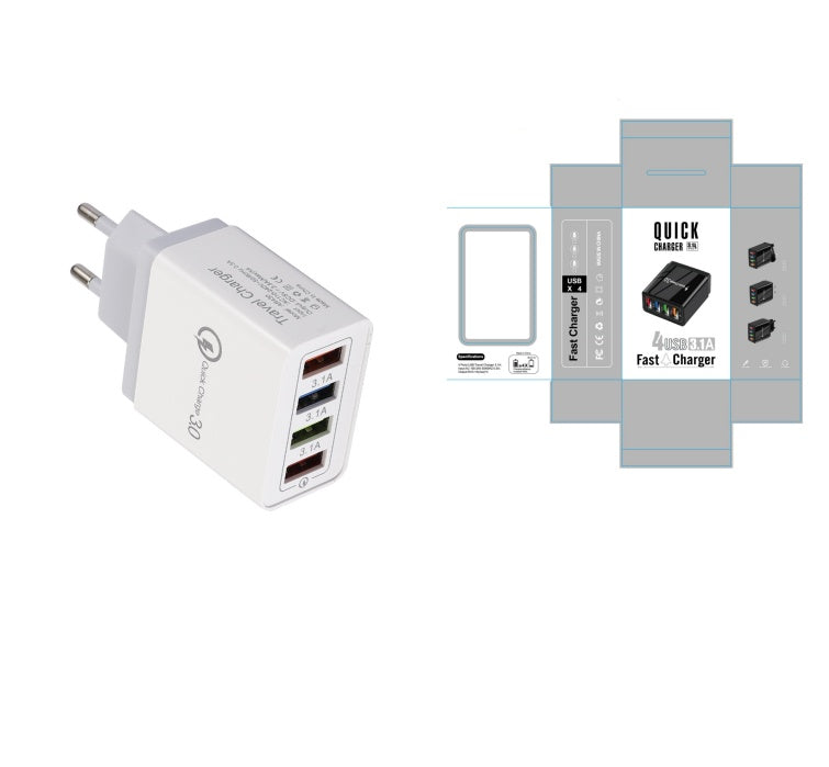 Swift Charge 4-Port USB Wall Charger: Quick Charge 3.0 Adapter