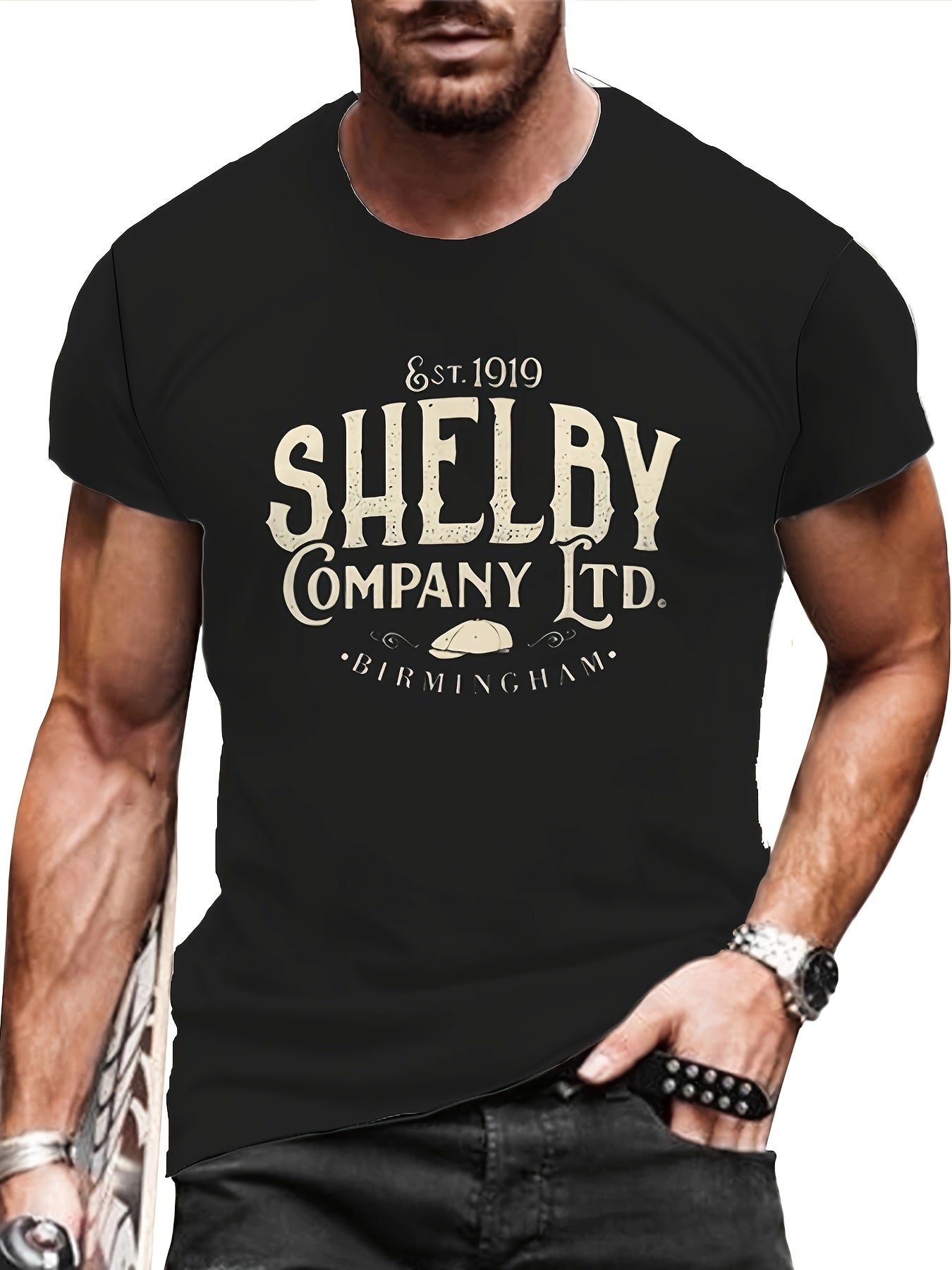 🏎️ Plus Size Men's SHELBY Graphic Print T-Shirt for Summer