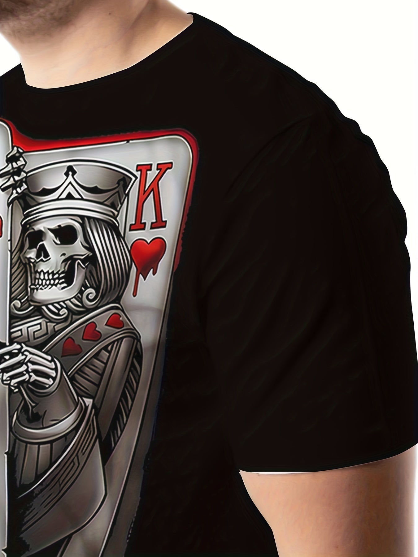 ♠️ Men's Plus-size Round Neck Short Sleeve T-Shirt with 3D Digital Playing Cards Pattern