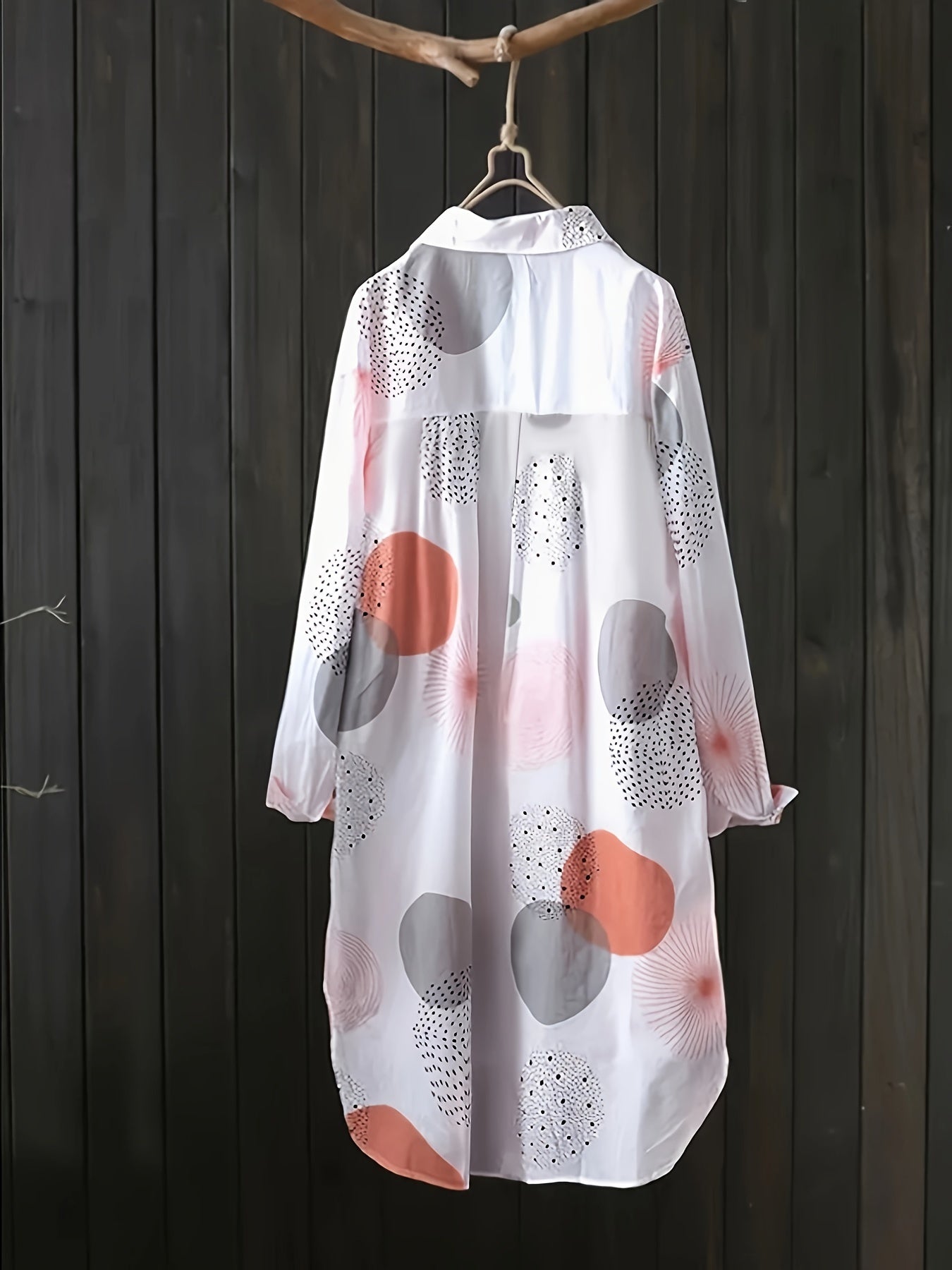 Graphic Print Button-Front Lapel Shirt