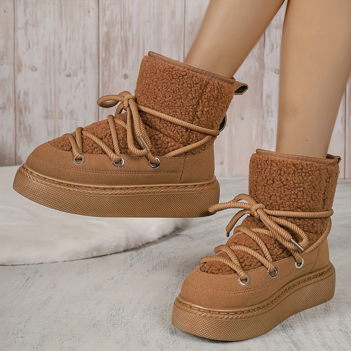 Women's Fashion Warm Faux Shearling-Lined Snow Boots ❄️