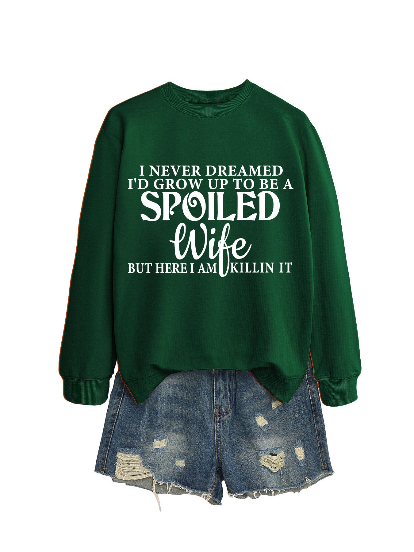 Casual Letters Printed Crew Neck Sweatshirt Women