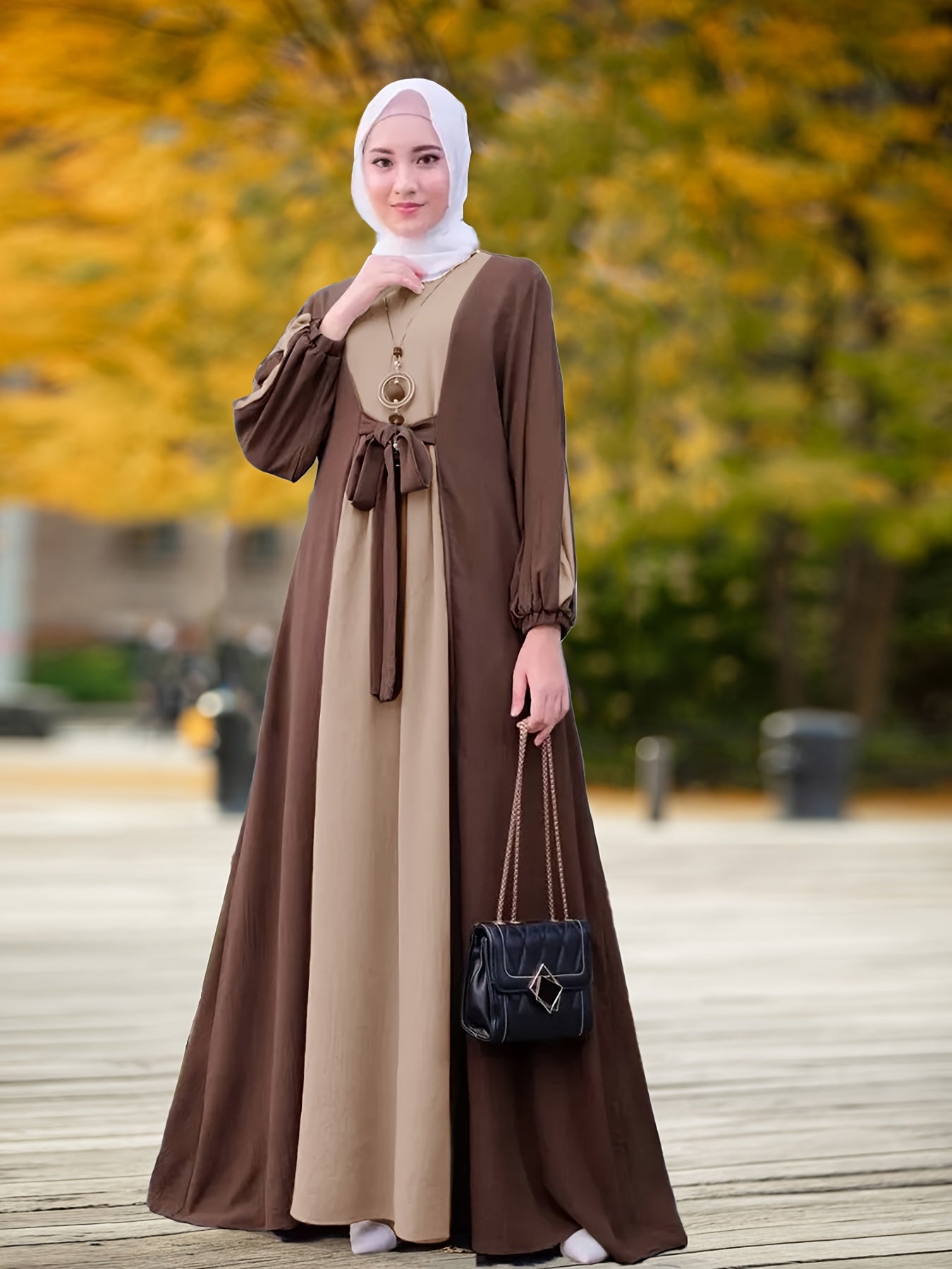 Eid Elegance Tie-Front Kaftan Dress