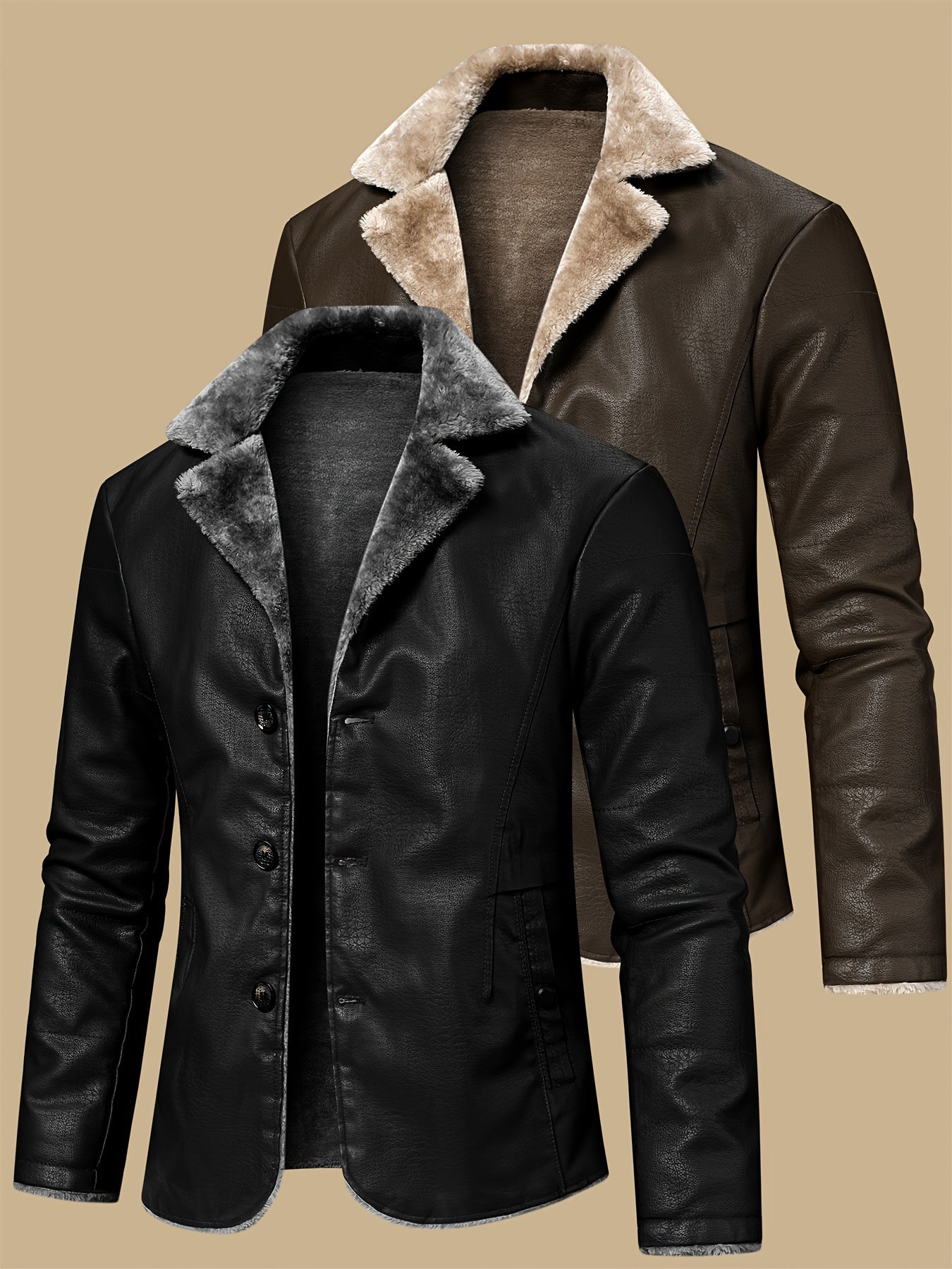 Arctic Edge PU Leather Jacket , Casual Jacket With Faux Fur Lining, Water-Resistant Windproof For Autumn Winter Daily And Leisure Wear