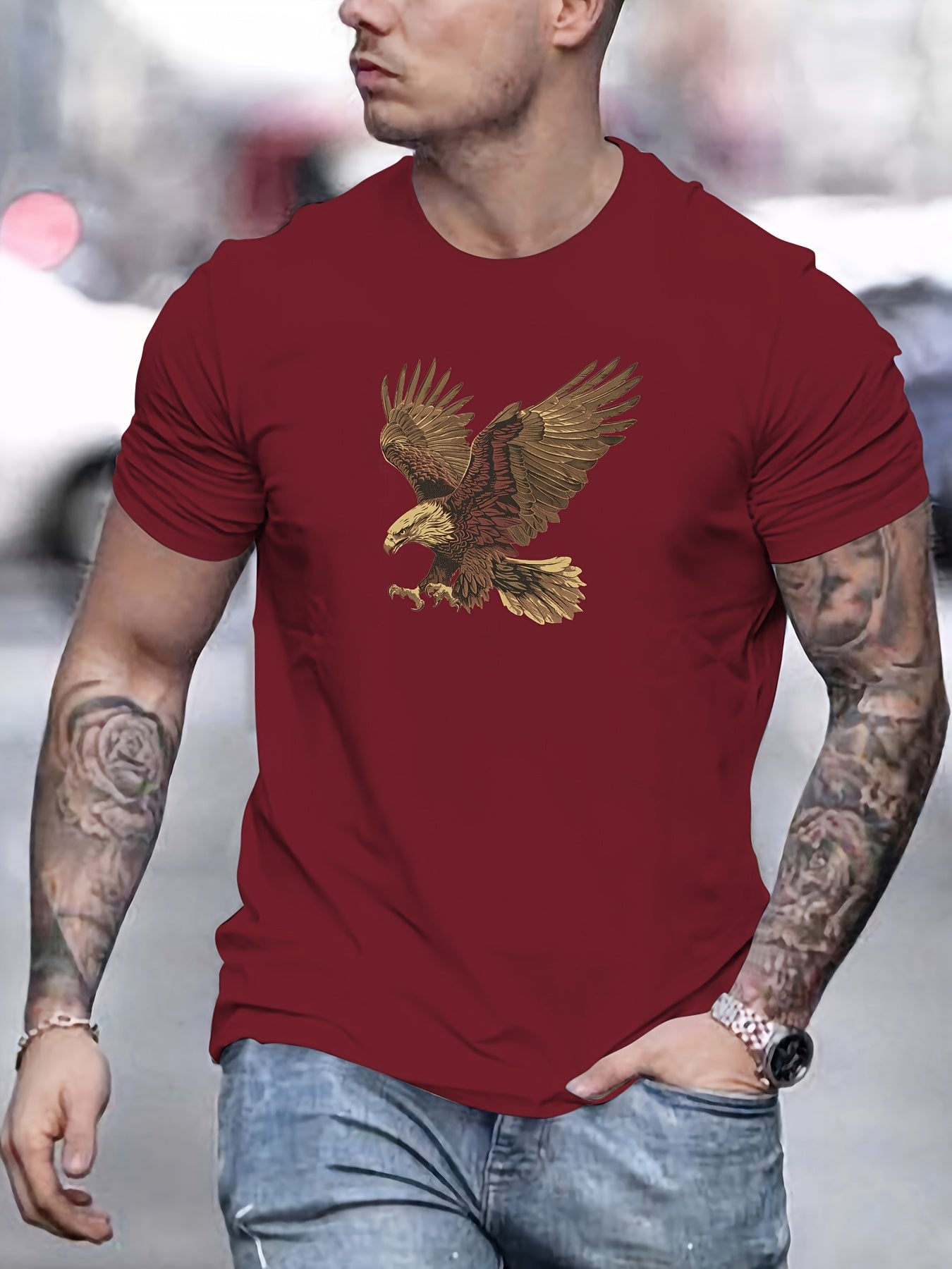 Men's Summer Bird Emblem Crew Neck T-Shirt 🕊️👕