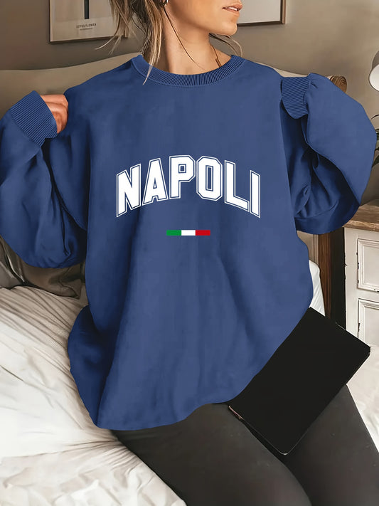 Plus Size NAPOLI Print Sweatshirt 🇮🇹✨