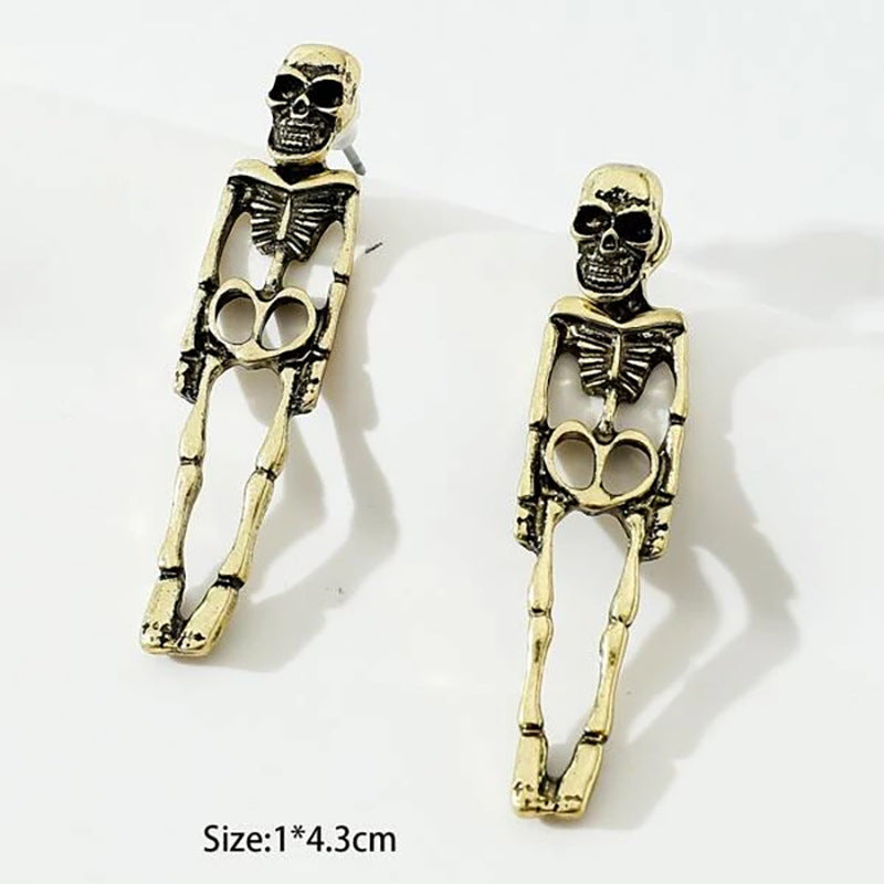 Ghoul Glam Detachable Skeleton Stud Earrings: Spooky Halloween Accessories