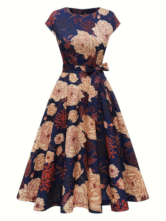 🌼 Floral Print Tie Waist Dress