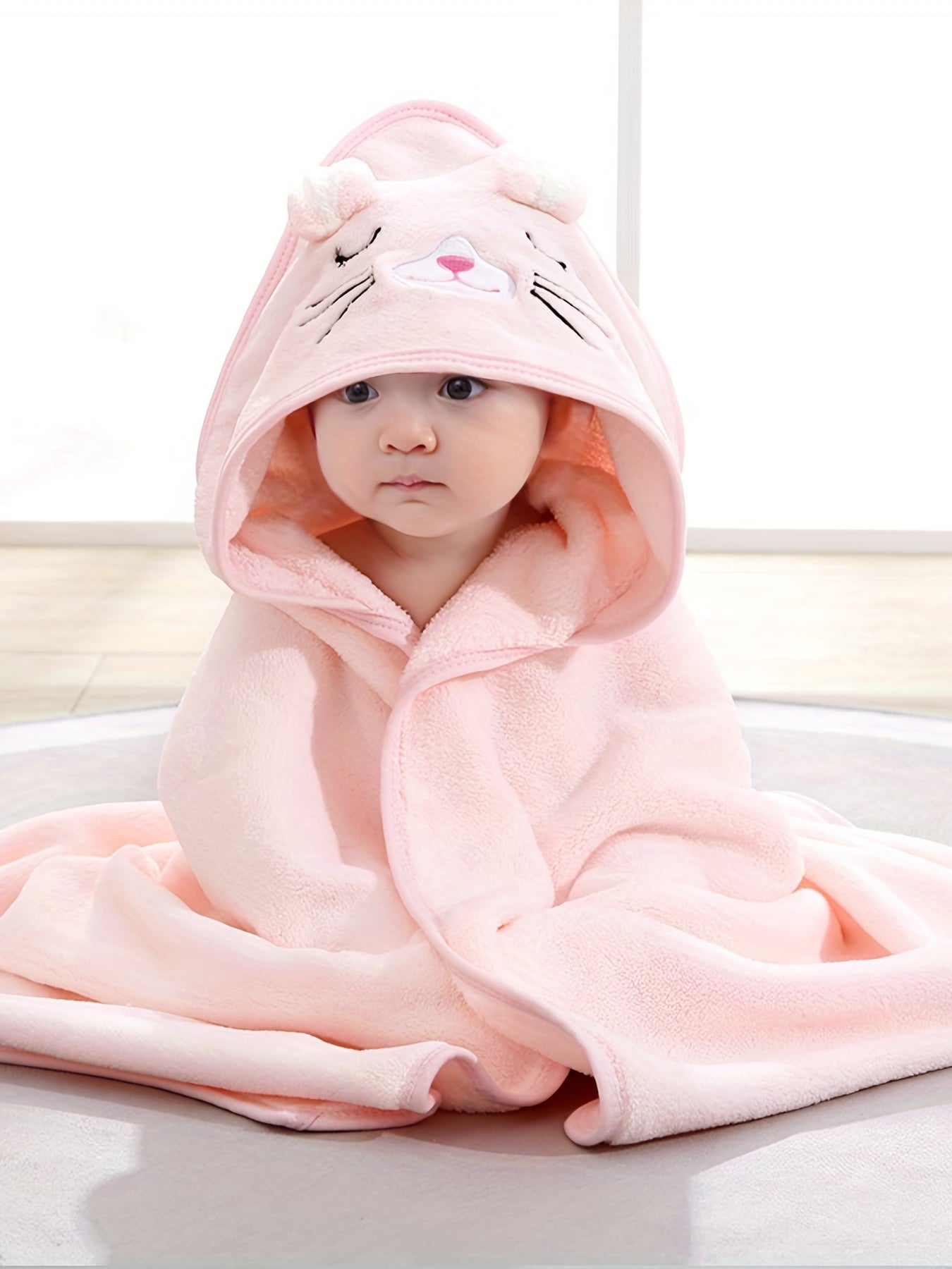 🛁 Cute Cartoon Design Baby Bath Towel & Hooded Bathrobe Set 🦄