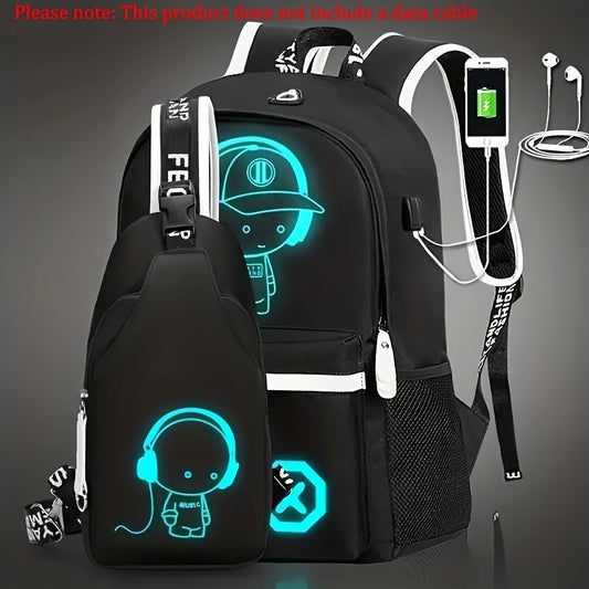 🎒 Luminous Student Backpack Set for Boys