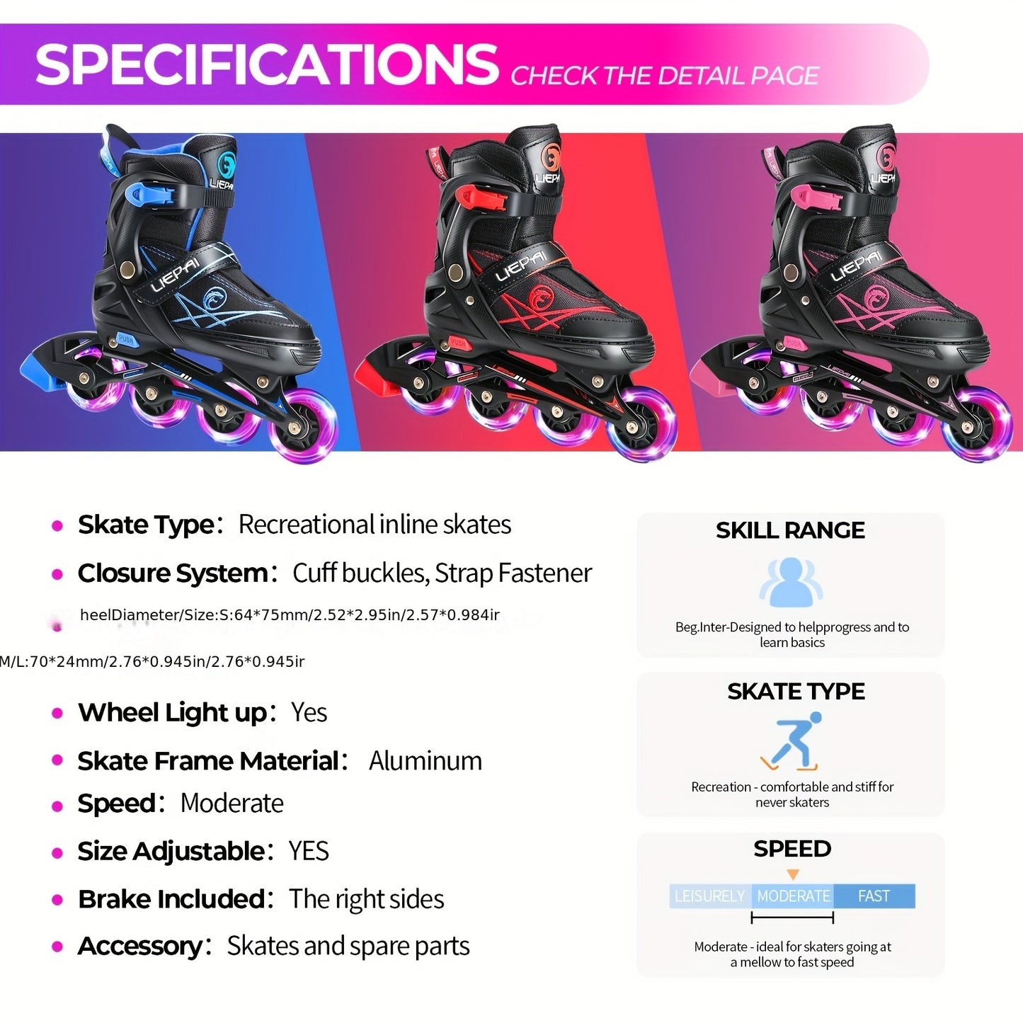 Professional Roller Skates with Shiny Wheels ✨