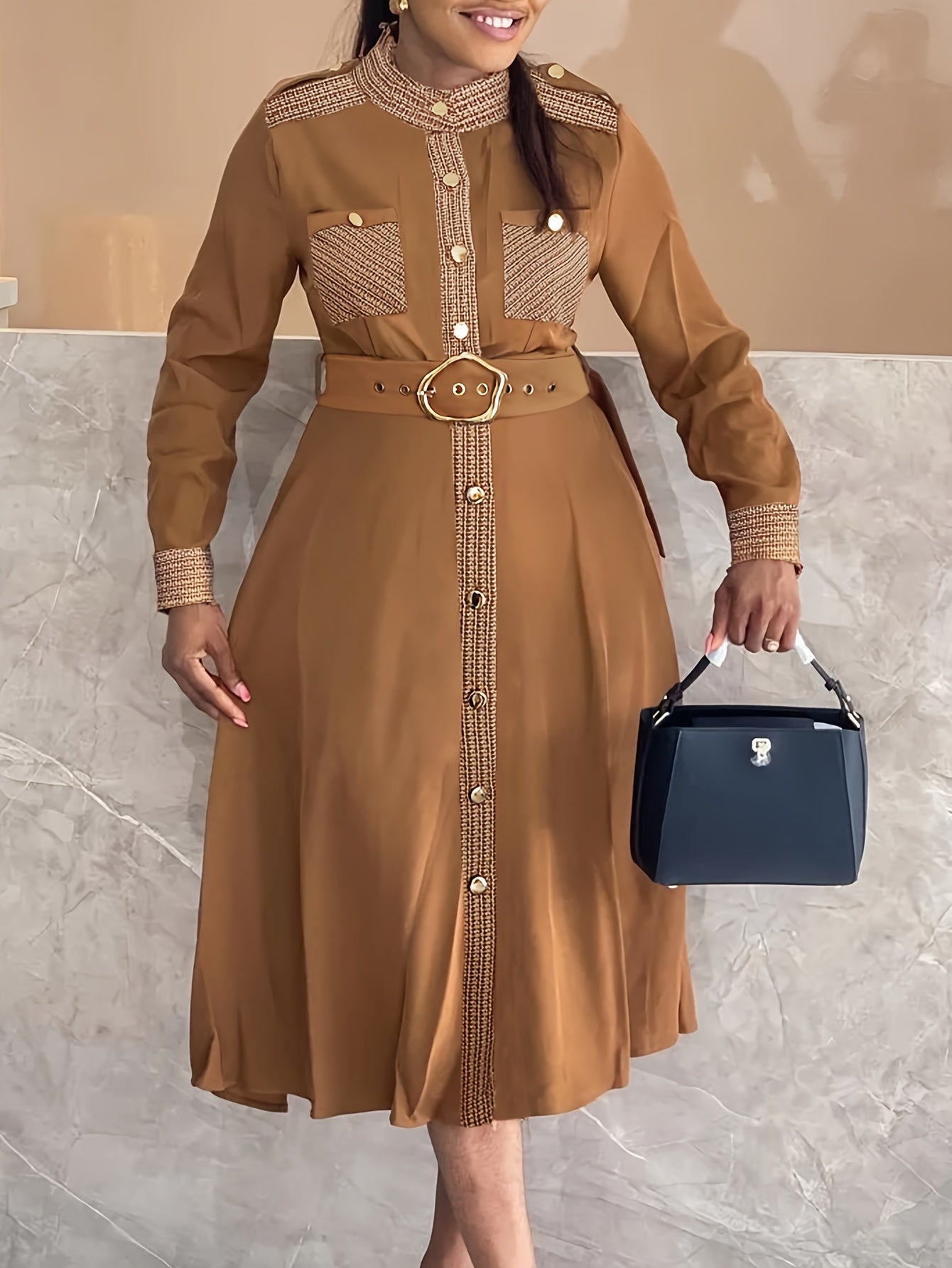 Chic Epaulet Midi Dress 👗✨