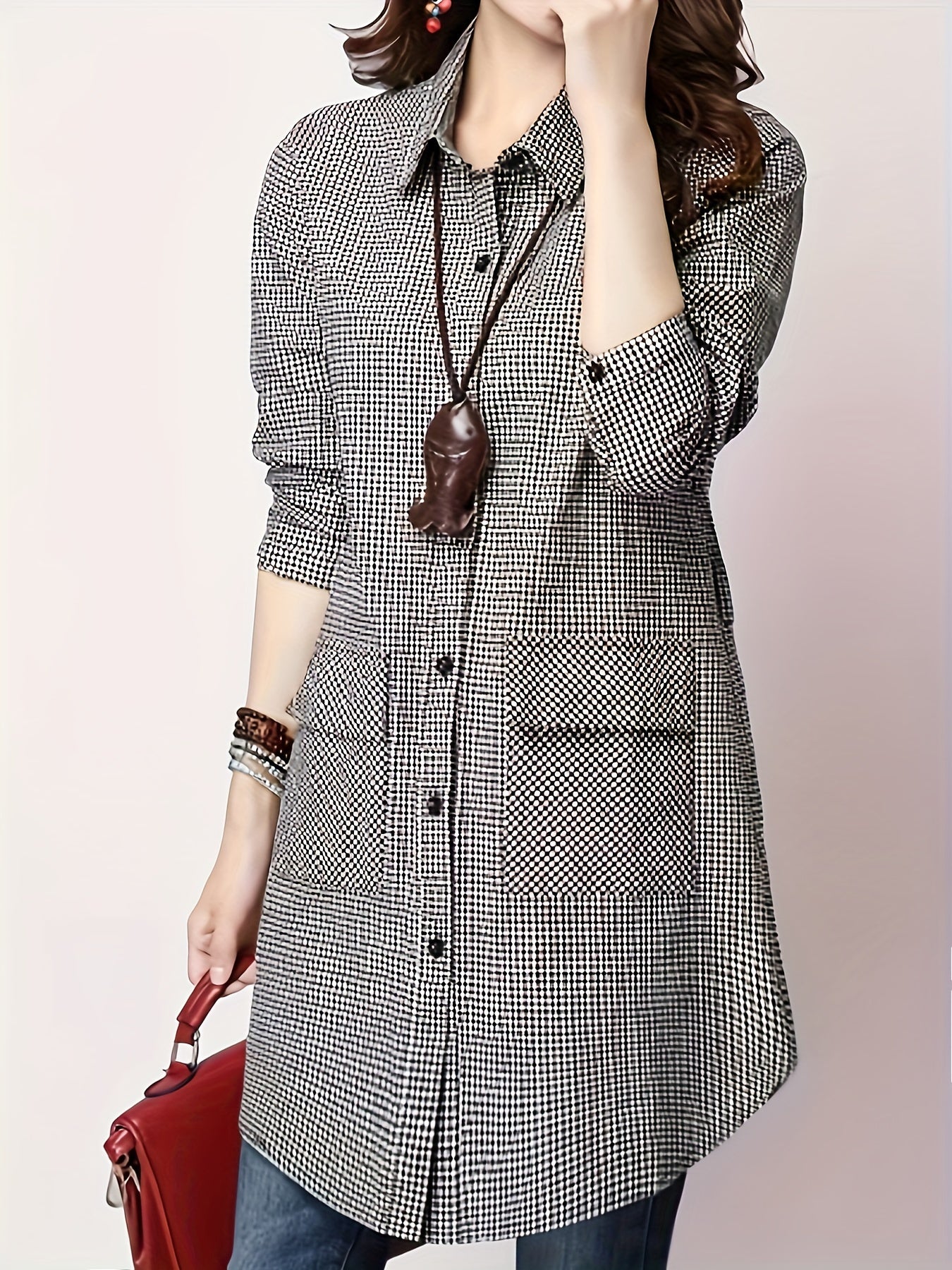 Button Front Long Top - Women's Casual Shirt