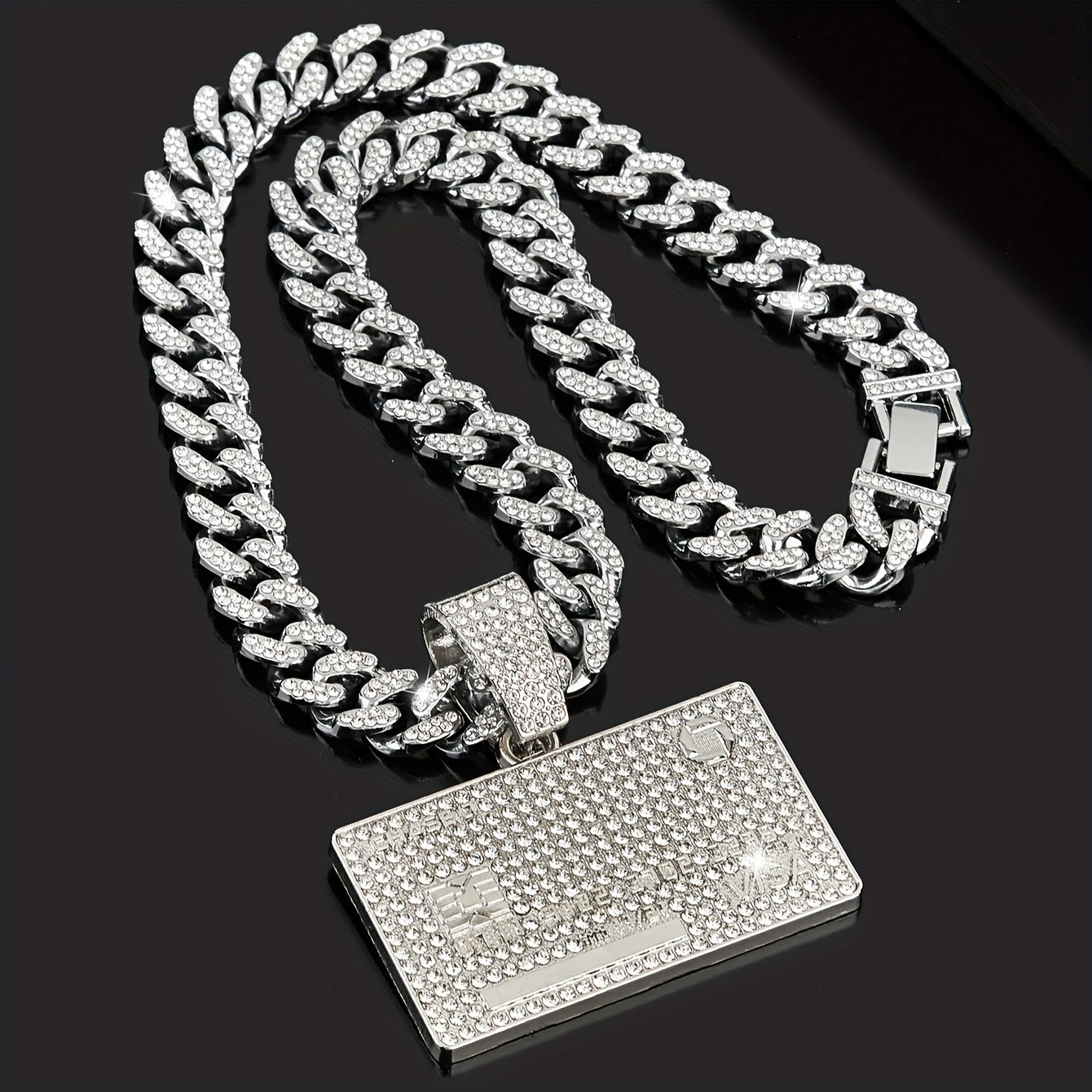 💎 Hip-hop VISA Card Rhinestones Pendant Necklace 💎