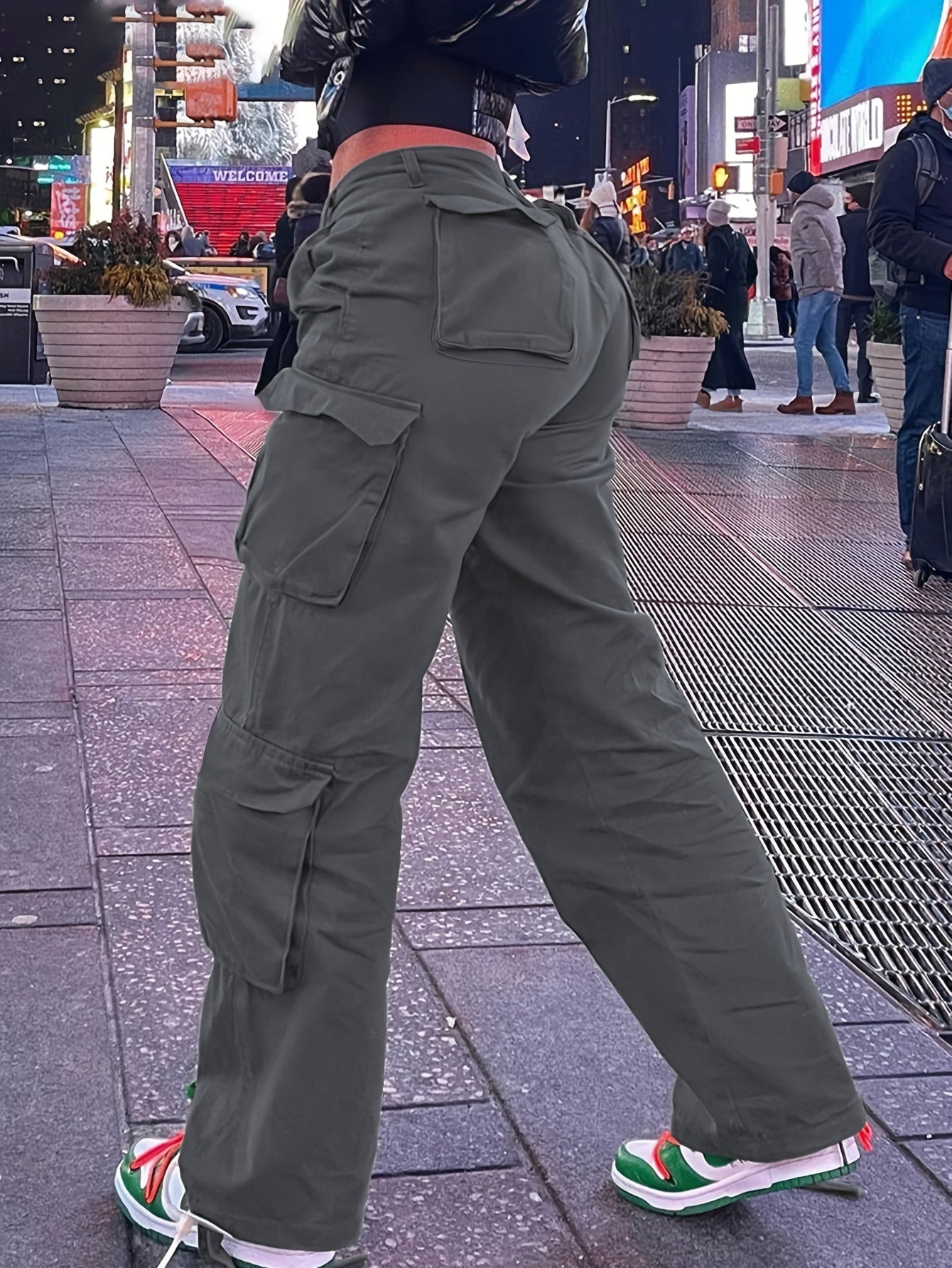 Flap Pockets Baggy Cargo Pants