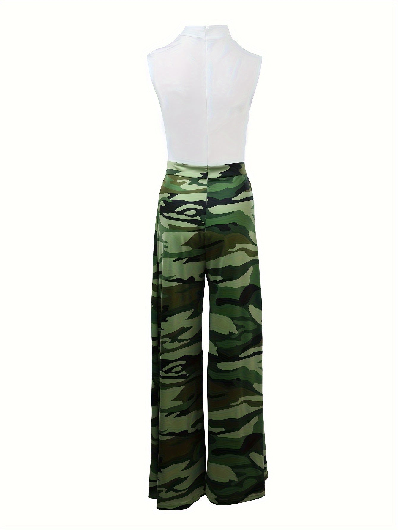 Camo Print Crew Neck Tank Jumpsuit