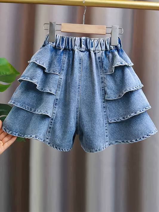 Girls' 100% Cotton Comfy Ruffle Trim Denim 👧💙