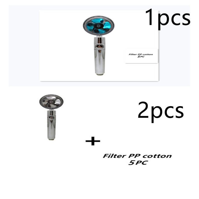 Turbo Flow Propeller Shower Head: High-Pressure Handheld Nozzle with Stop Button and Cotton Filter