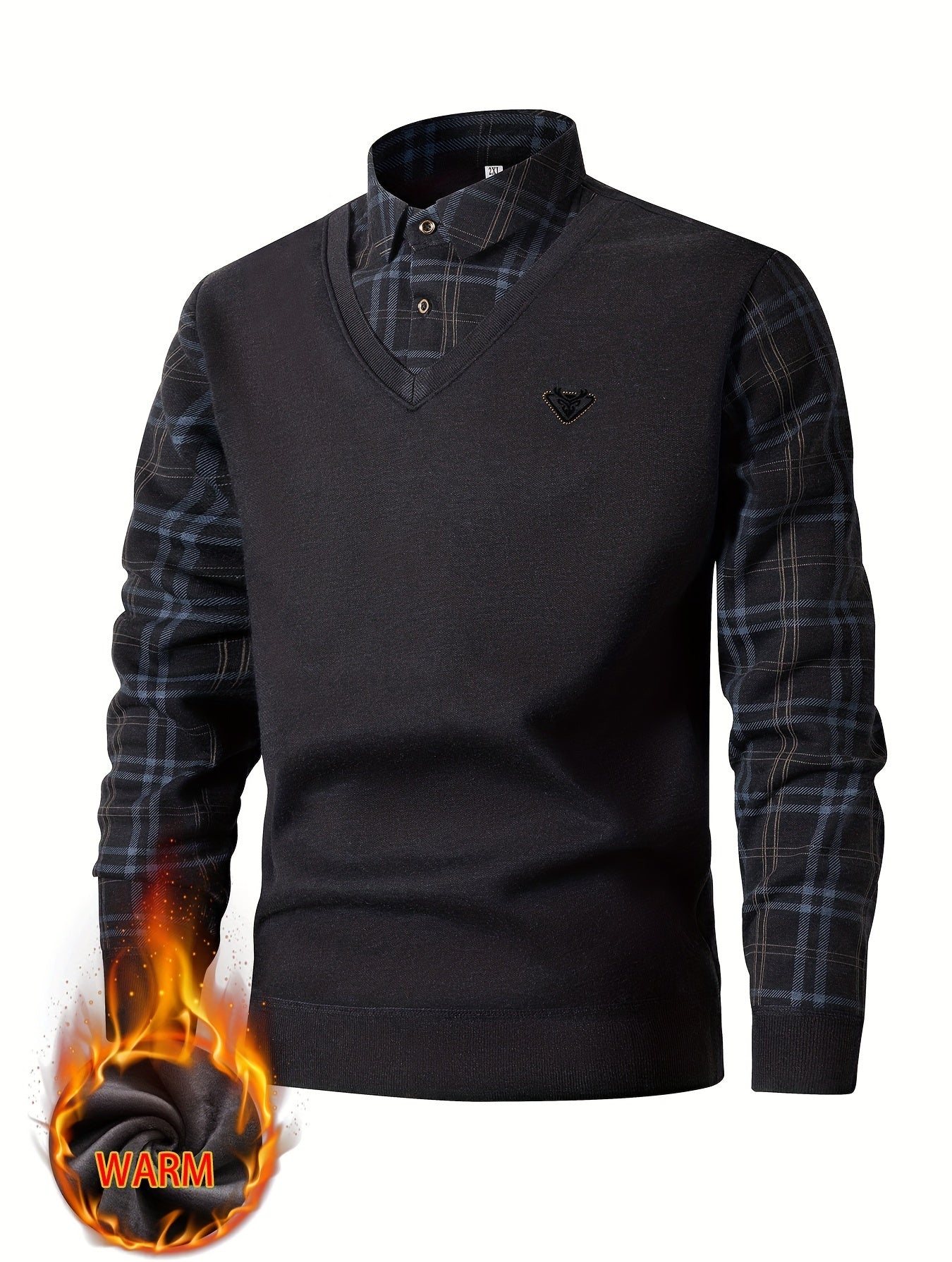 🧥 Men's Fleece-Lined Plaid Knit Pullover 🌲