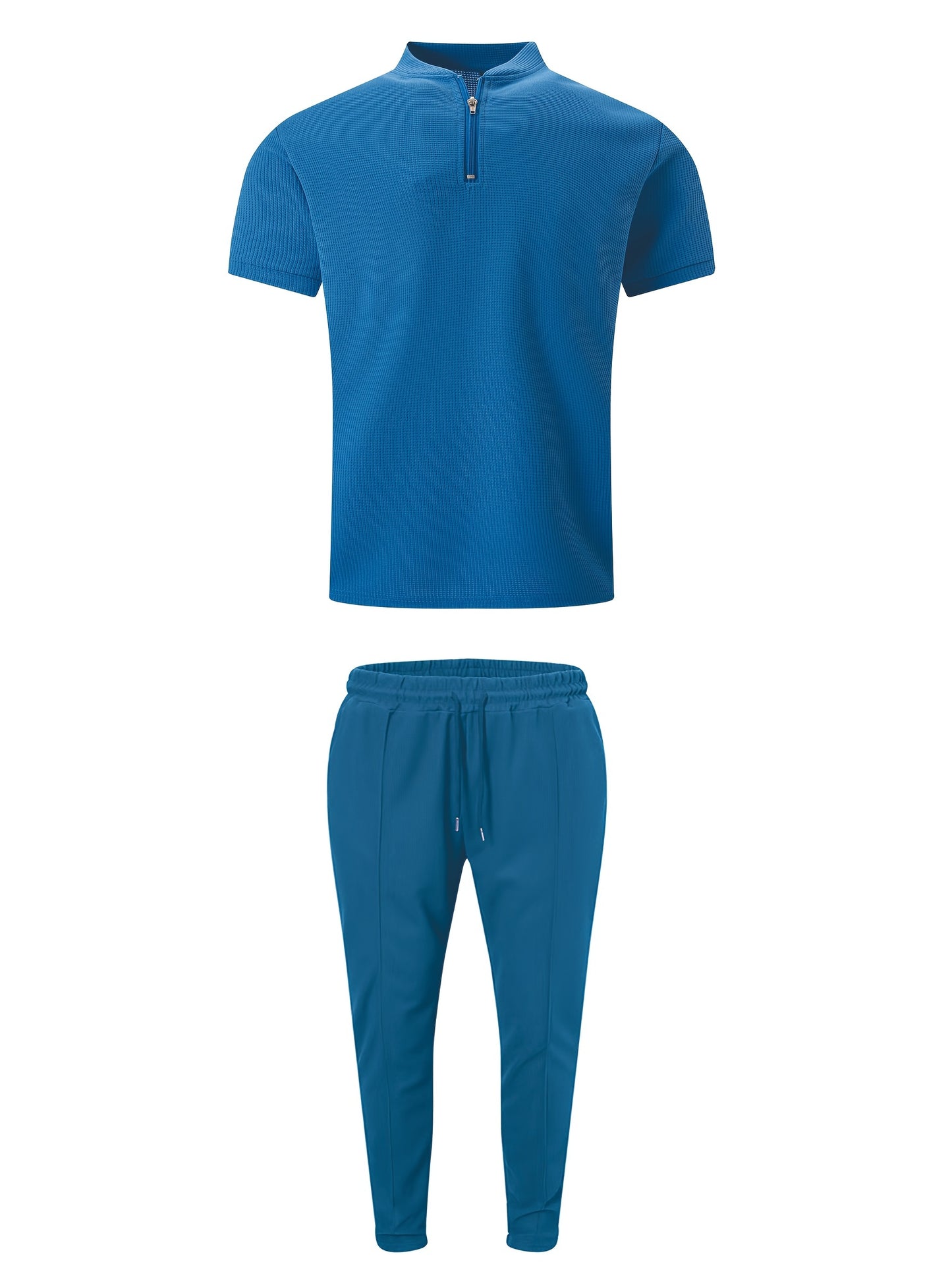 2-Piece Casual Zip-Collar T-Shirt & Long Pants Set