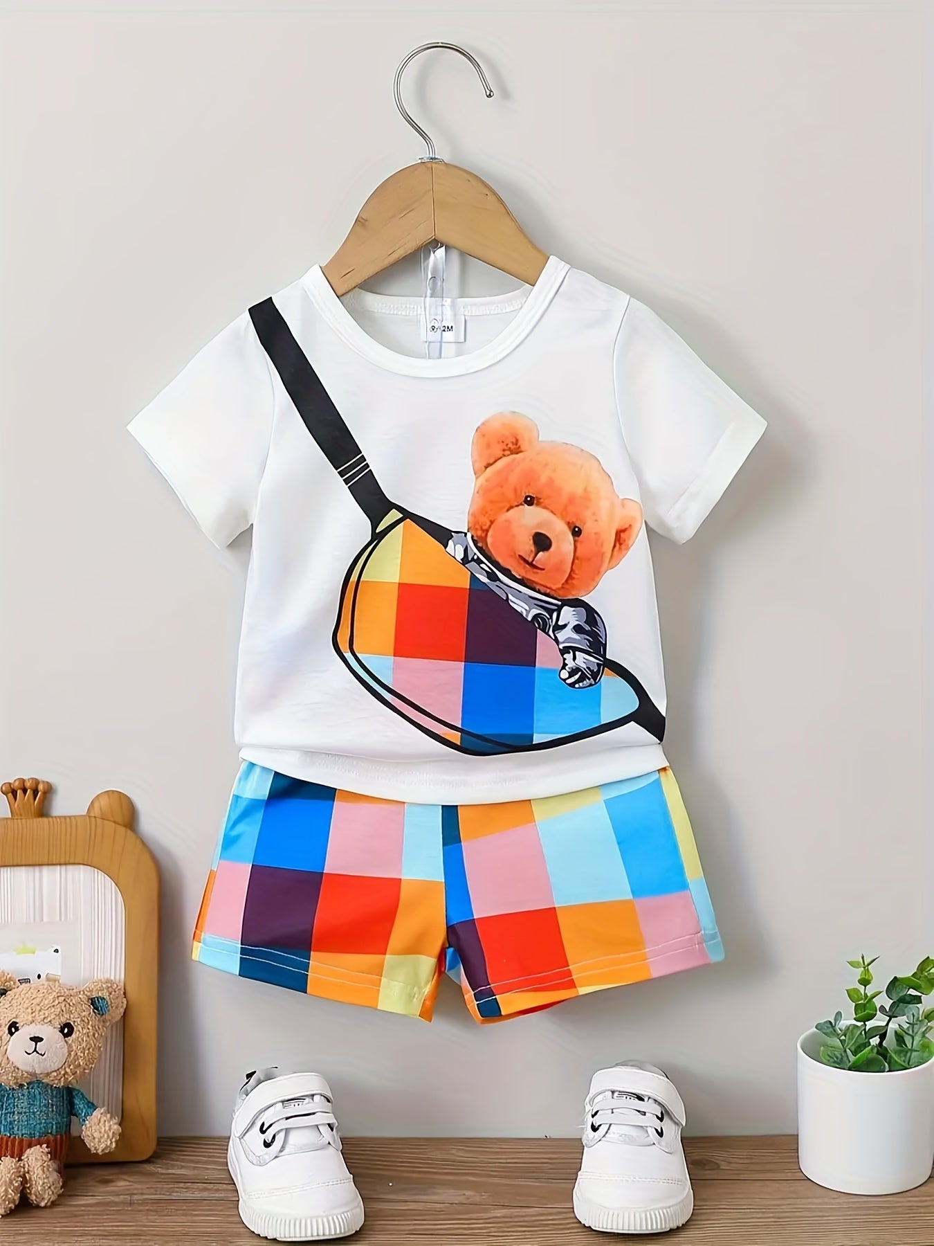 🧸 Baby Boy's Trendy Cartoon Bear Set 🩳