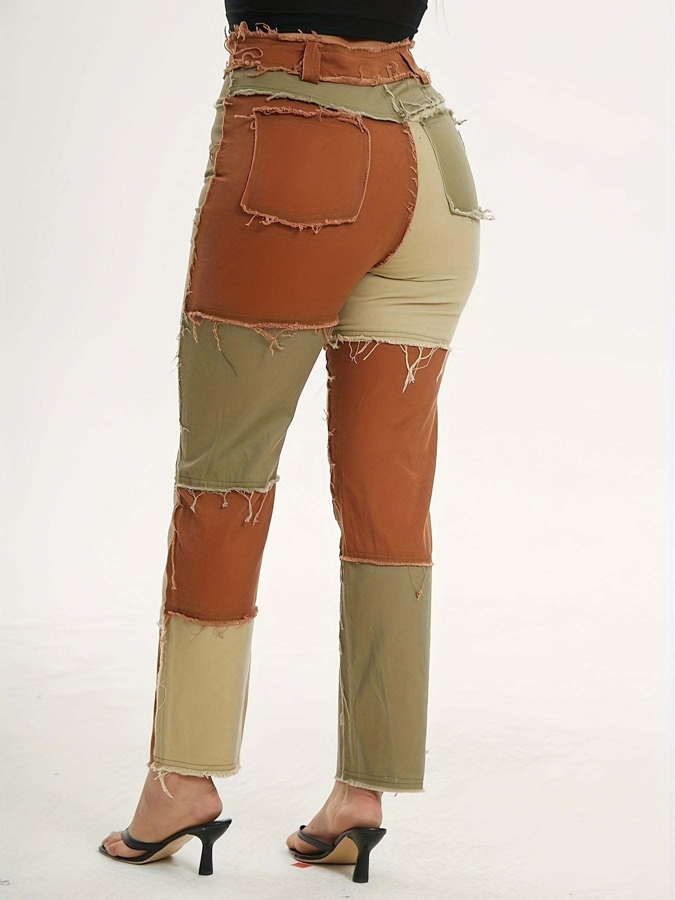 Patchwork Straight Leg Pants