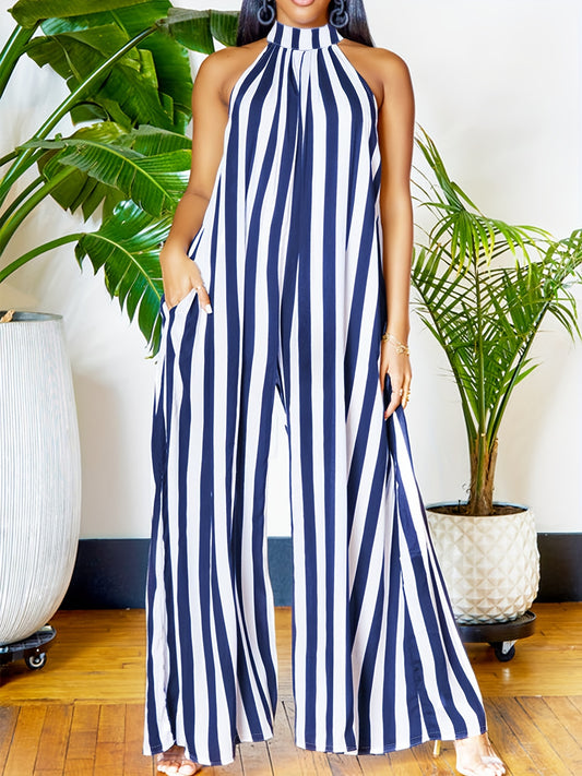 🌟 Striped Halter Neck Jumpsuit 🌟