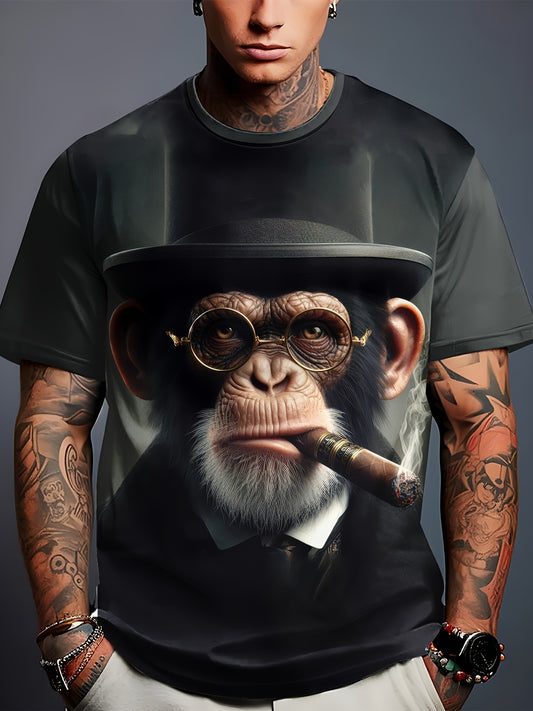 3D Cool Hip-Hop Style Gentleman Monkey Graphic T-Shirt