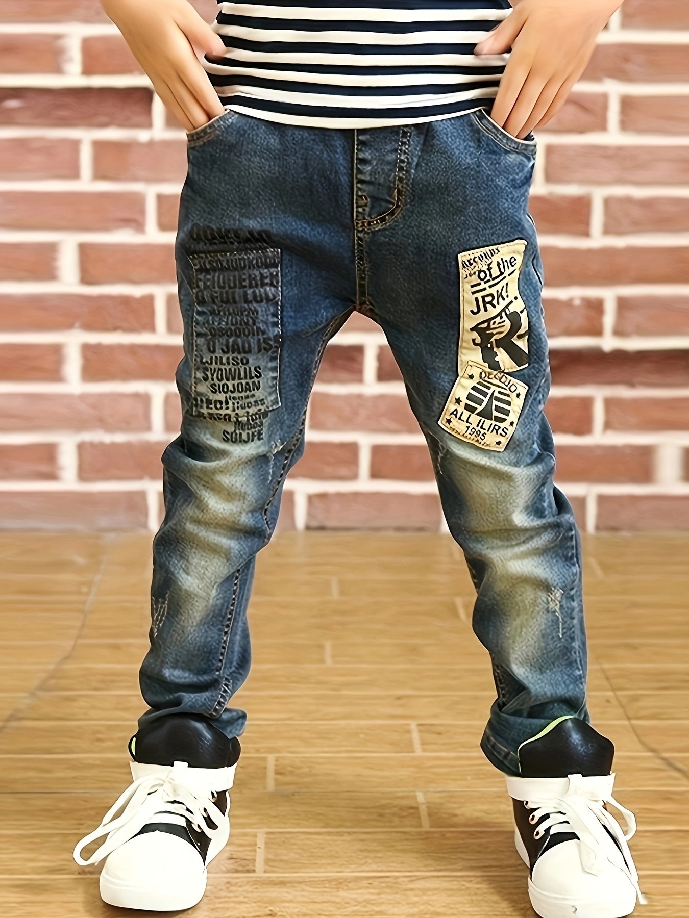 👖 Kid's Vintage Style Patched Jeans