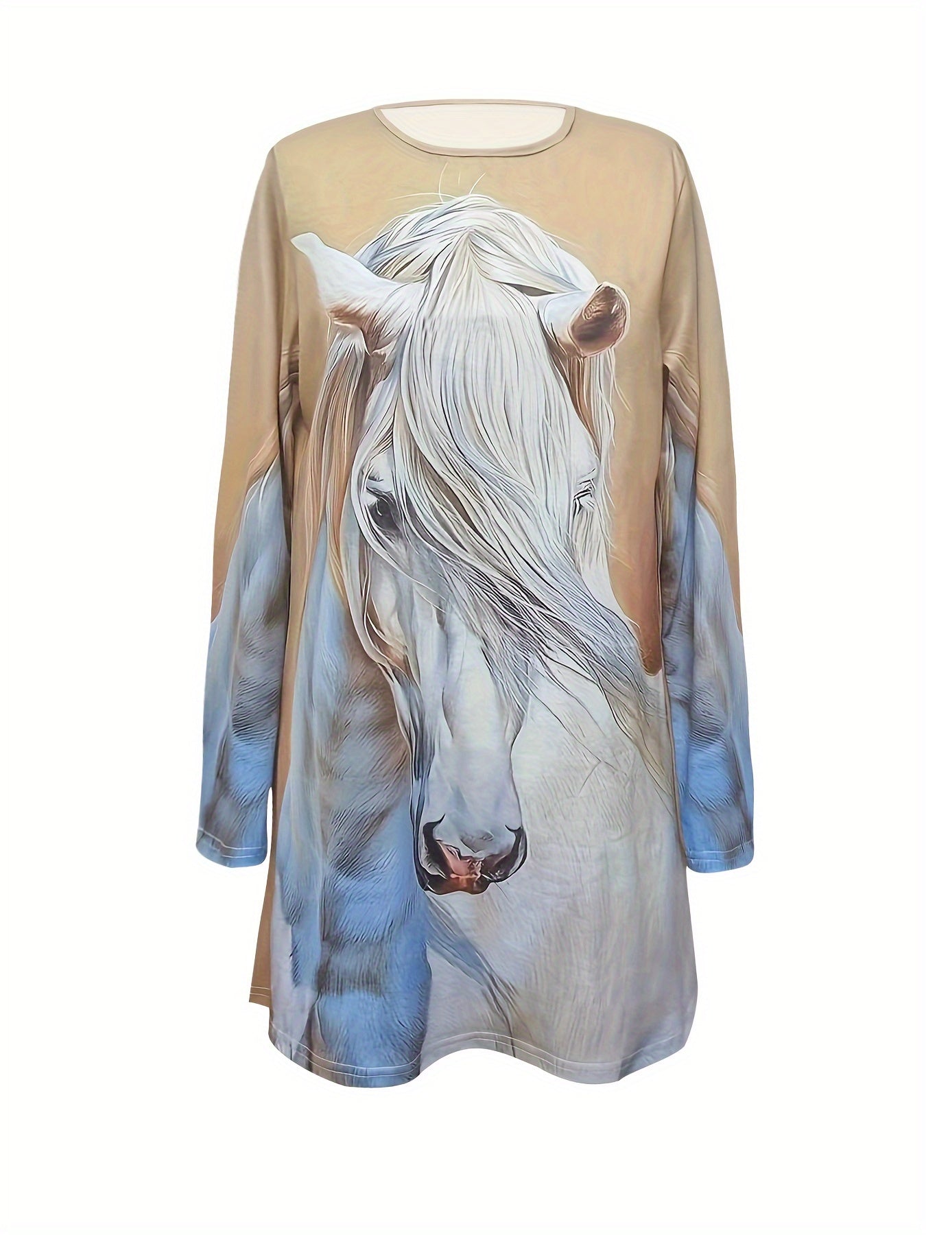 🐎 Wild Grace: Horse Print Crew Neck T-Shirt 🌿