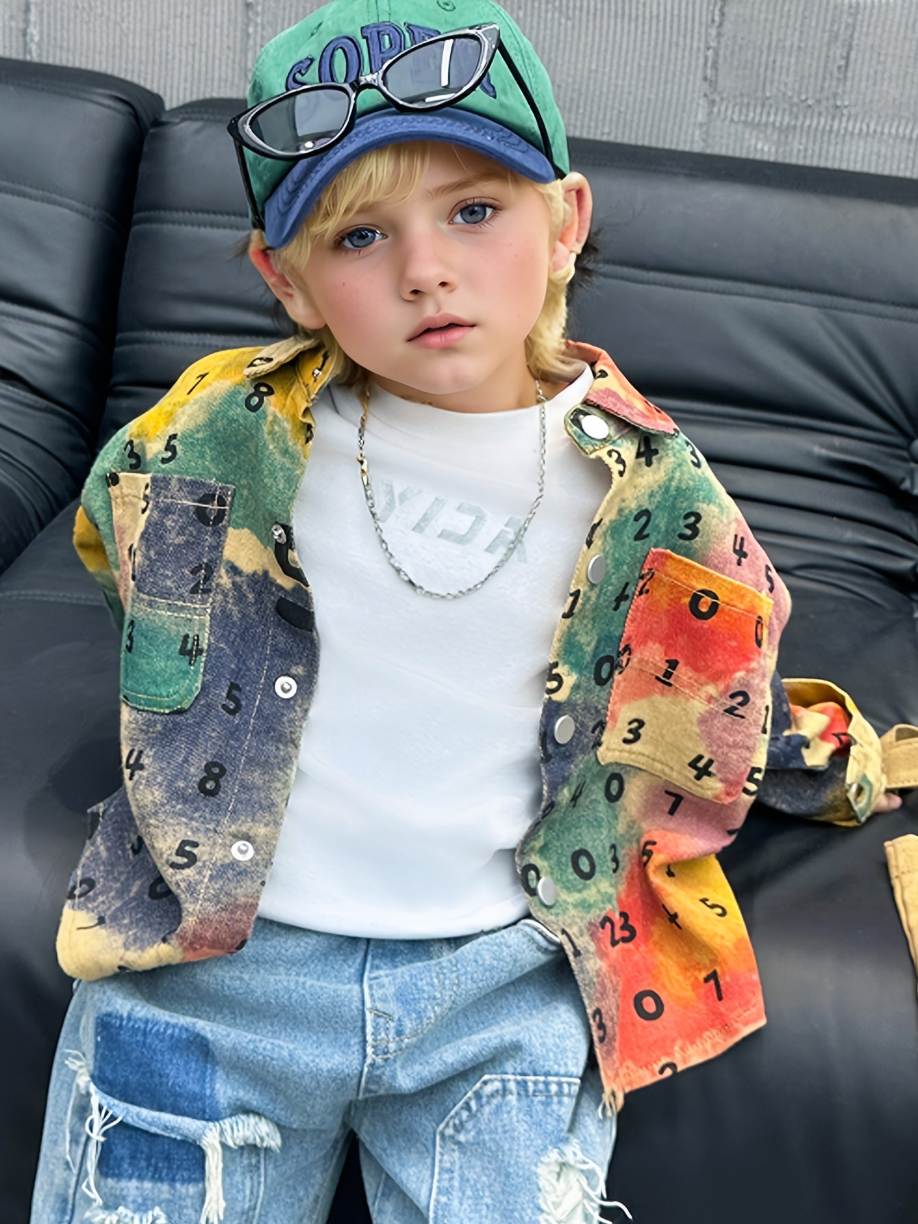 Boy's Trendy Letters Pattern Color Block Cotton Shirt 🌟👕