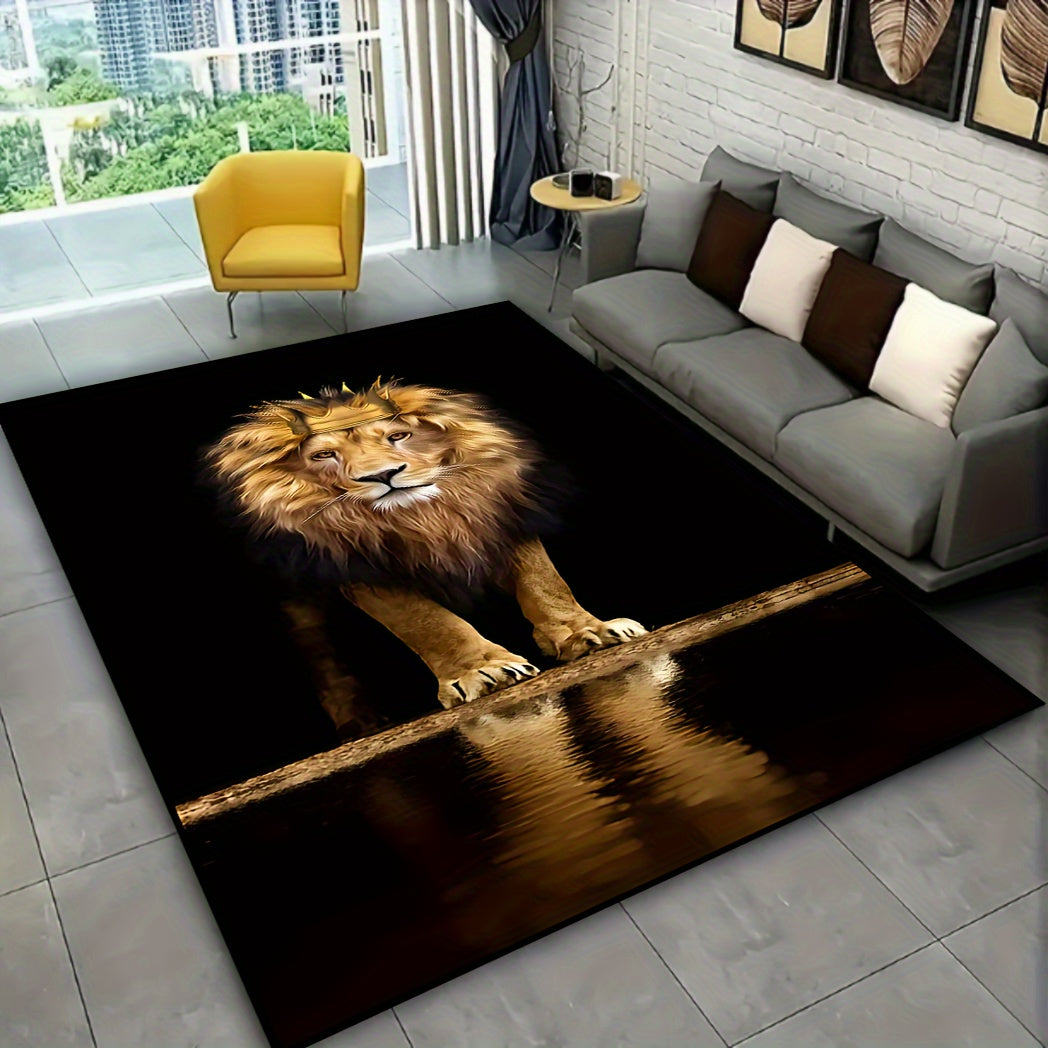 🦁 Forest King: 3D Lion Print Area Rug 🌲