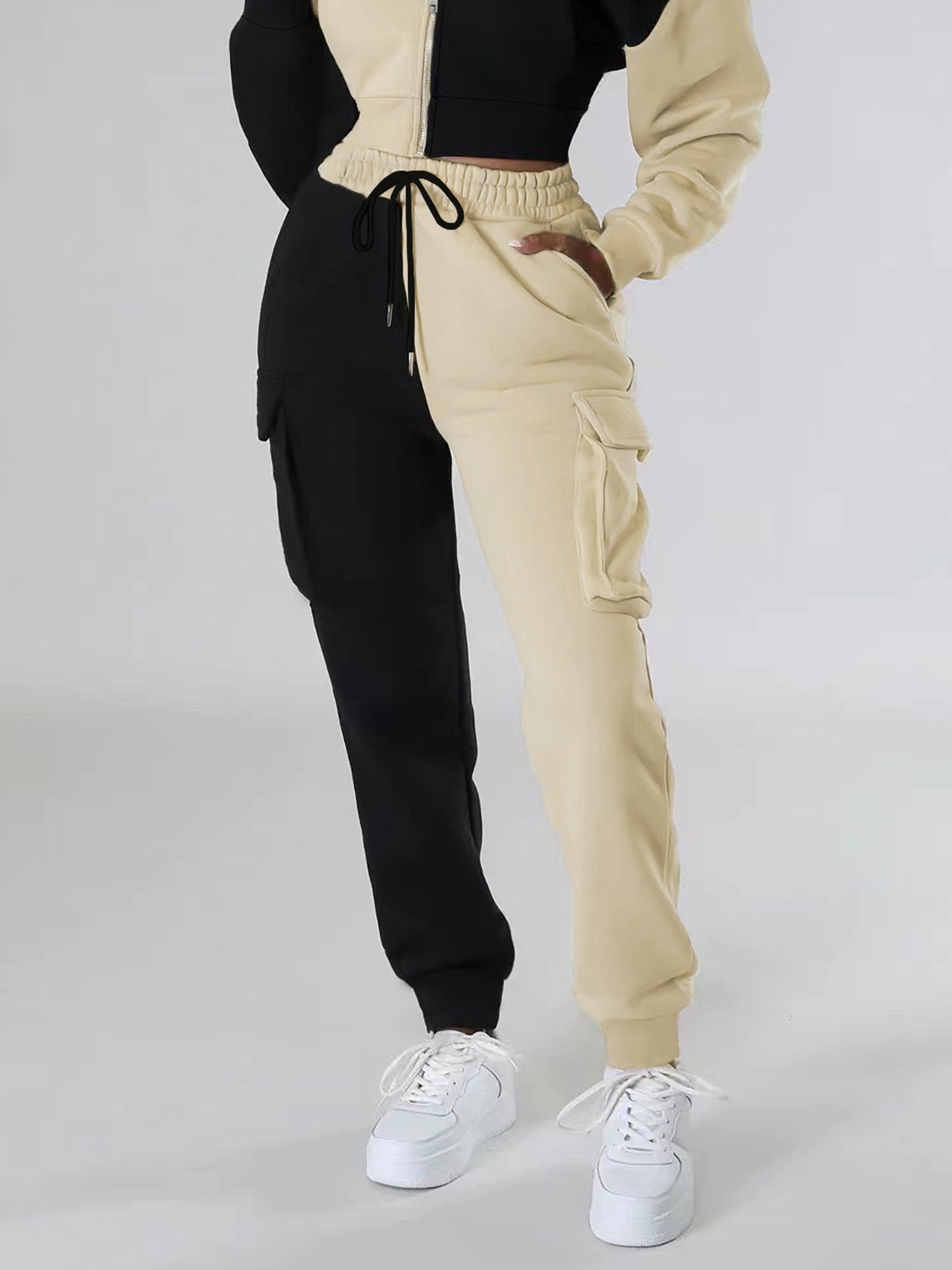 Color Block Multiple Pockets Cargo Pants