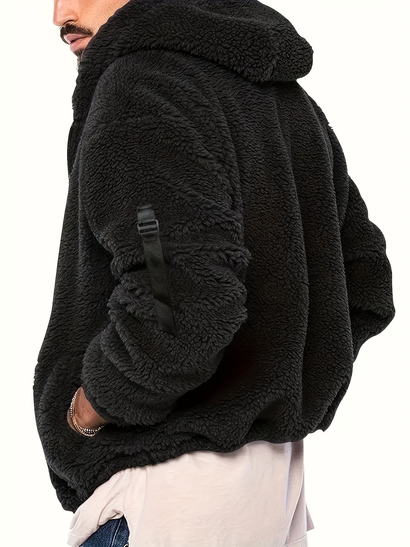 ❄️ Solid Fluffy Polar Fleece Hoodie Jacket for Men ❄️