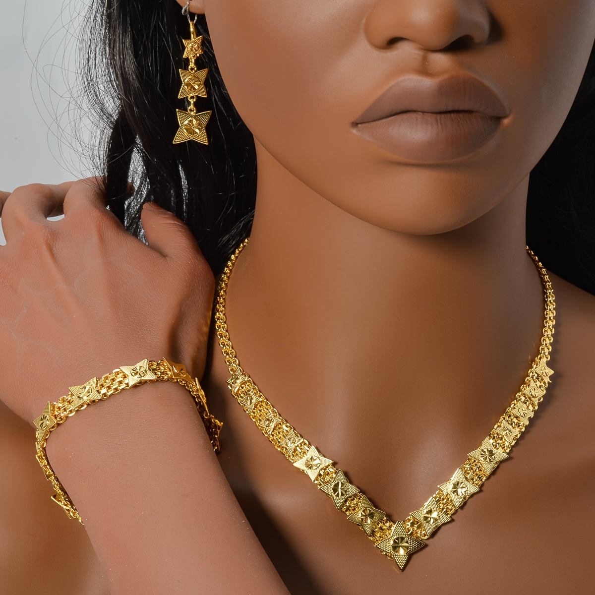 ⭐ Celestial Glow Jewelry Set – Golden Star Collection ✨