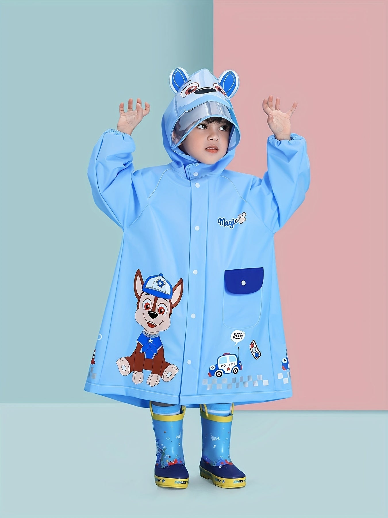 🦕 Boys & Girls Casual Cartoon Dinosaur Print Waterproof Hooded Raincoat 🌧️