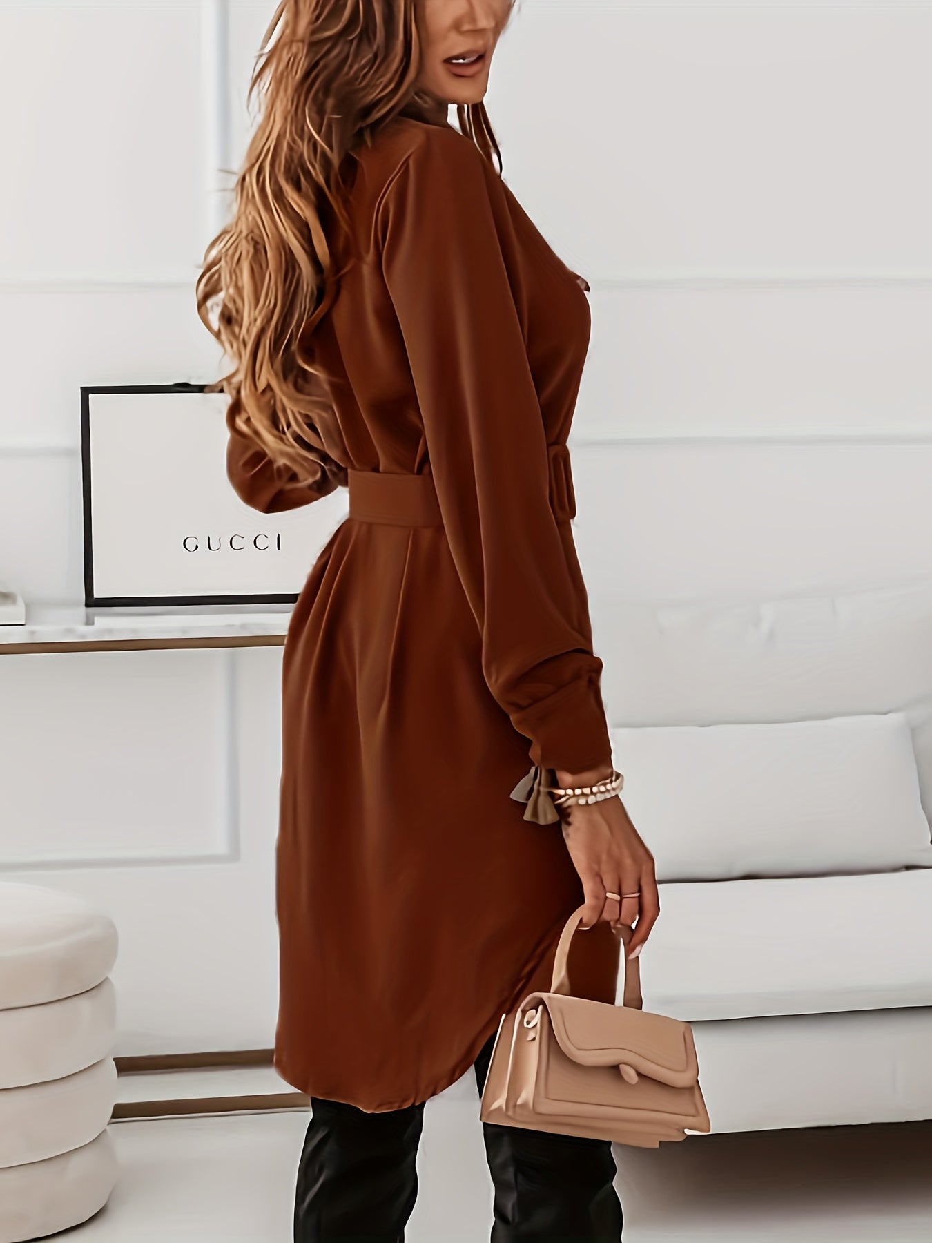 Elegant High-Low Belted Dress