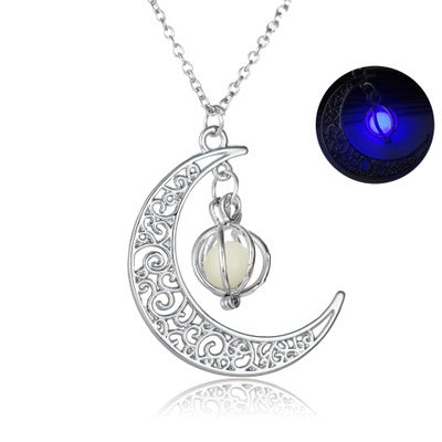 Lunar Glow Natural Stone Healing Necklace: Luminous Moon Pendant