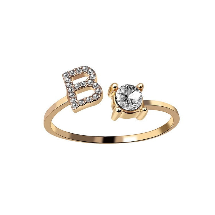 Elegance Initials Adjustable Ring: Fashion Jewelry