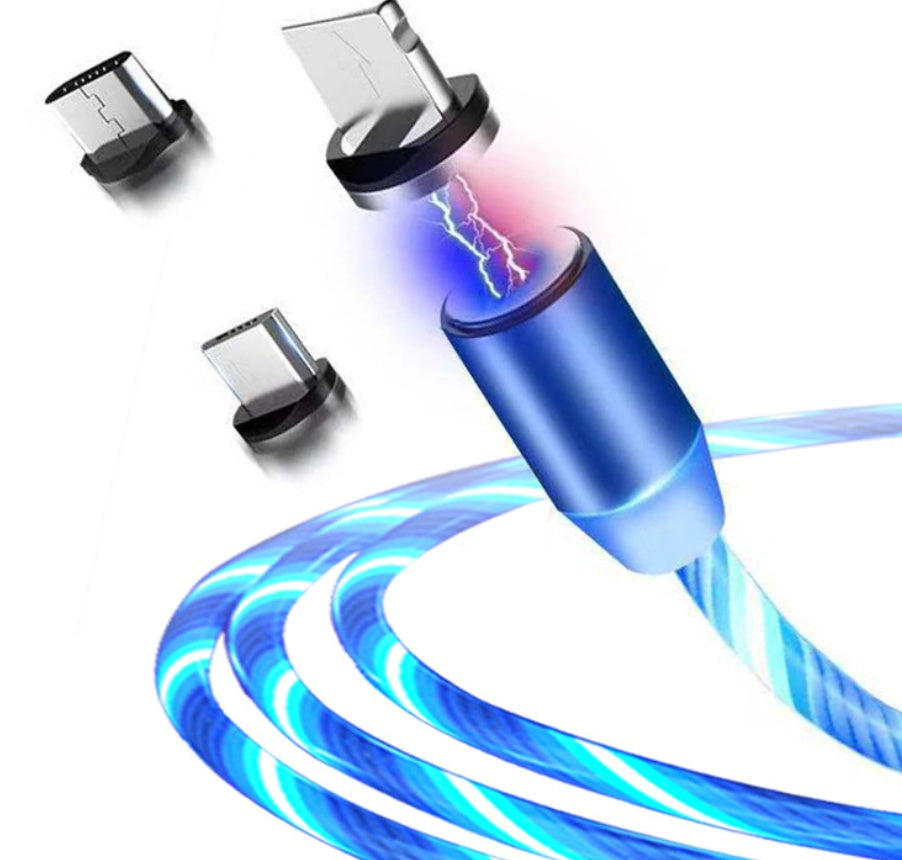 Flow Glow Magnetic Streamer Data Cable: Compatible with Apple, Android, and Type-C Devices