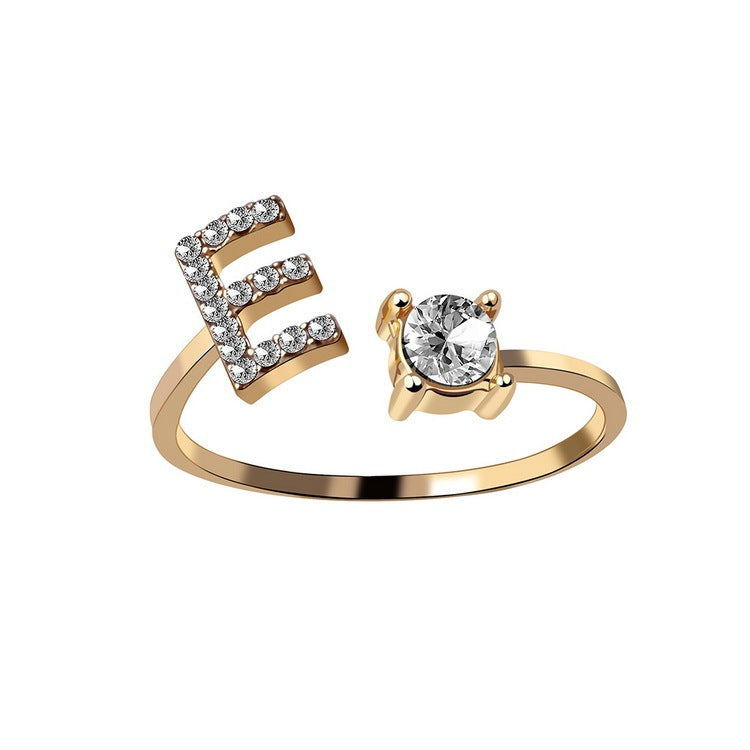 Elegance Initials Adjustable Ring: Fashion Jewelry