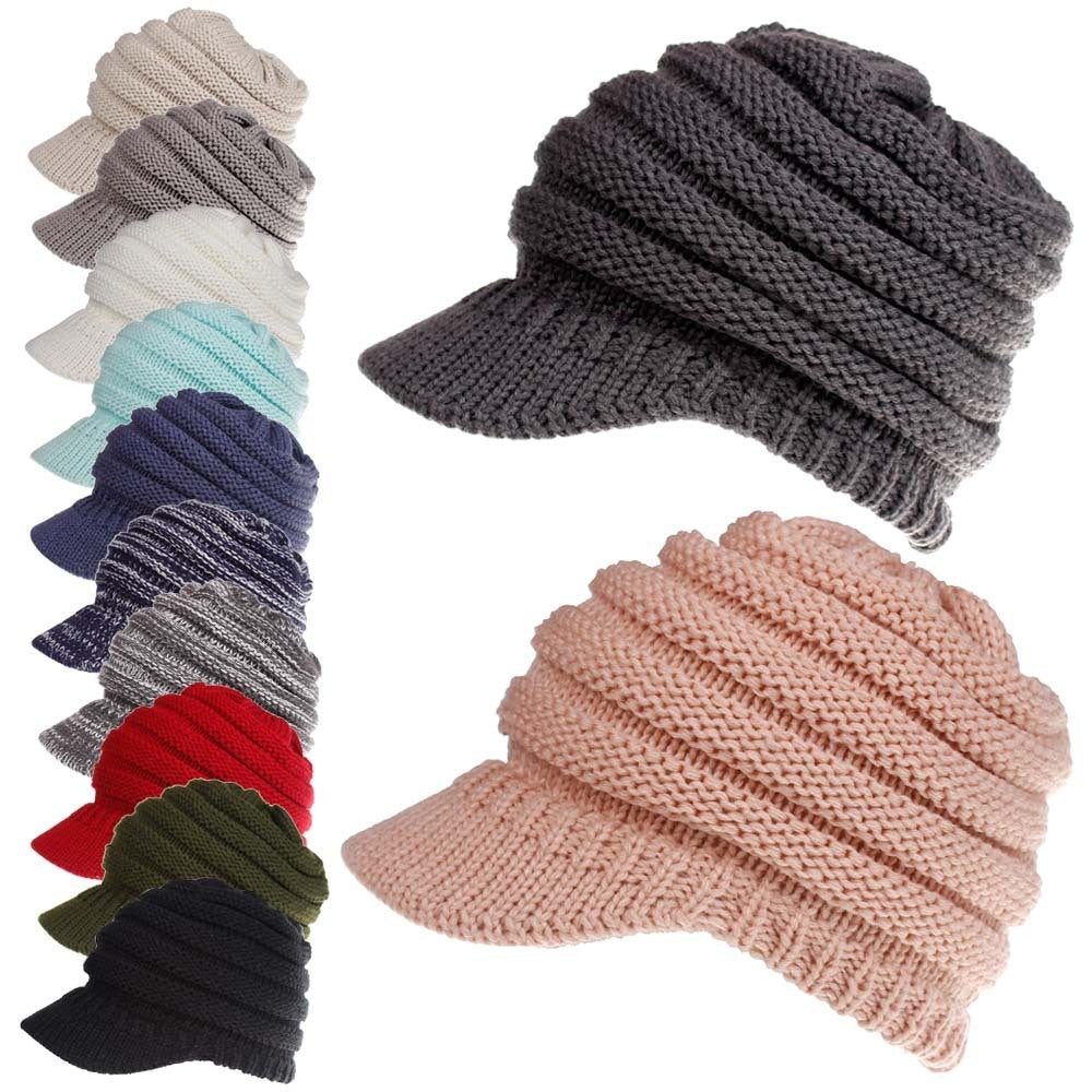 Cozy Knit Ponytail Beanies: Stylish Winter Hats for Women, Soft and Warm Skull Caps