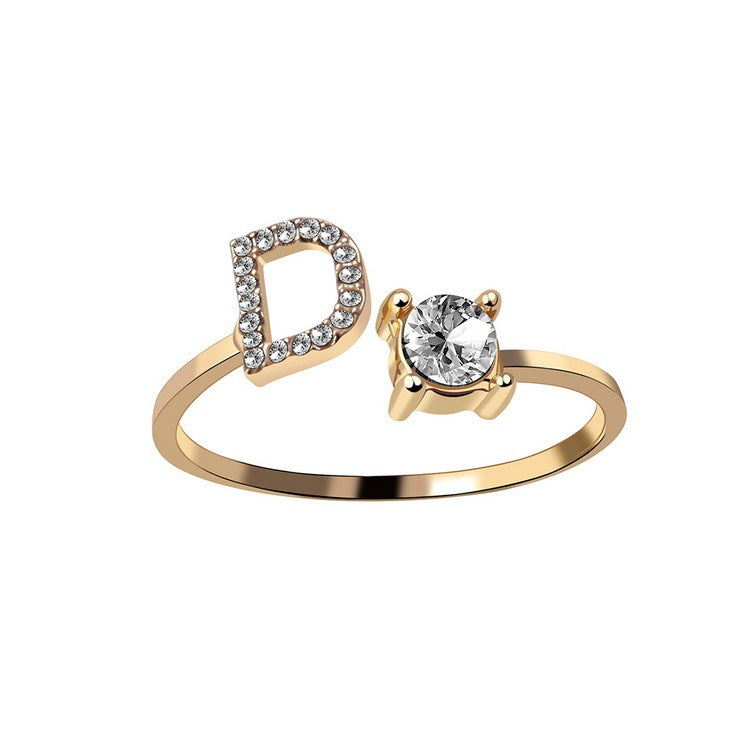 Elegance Initials Adjustable Ring: Fashion Jewelry