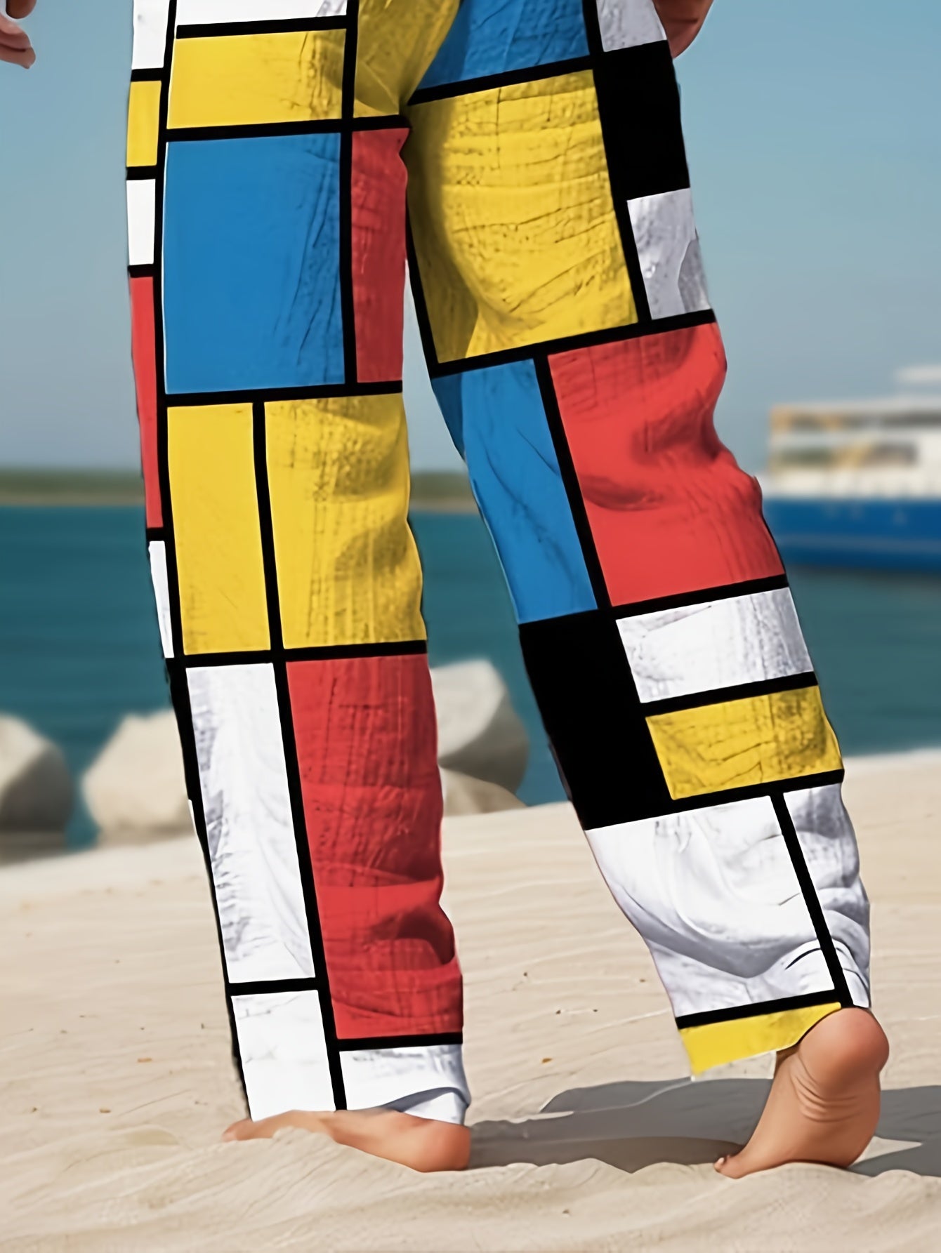 🌴 Plaid Vibe Color Blocked Beach Pants 🌞