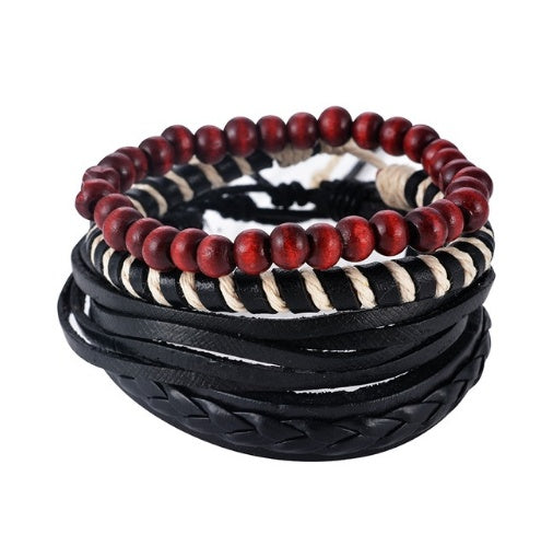 Retro Punk Wrap Bracelet: Multilayer Beaded Leather Bracelet for Men and Women, Vintage Punk Jewelry