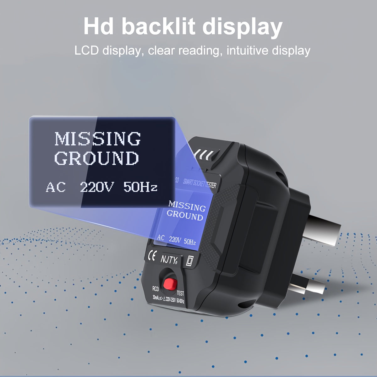 T003 British Standard  Socket Tester: Multi-Functional Appliance Socket Detector With Zero Fire & Ground Wire Detection