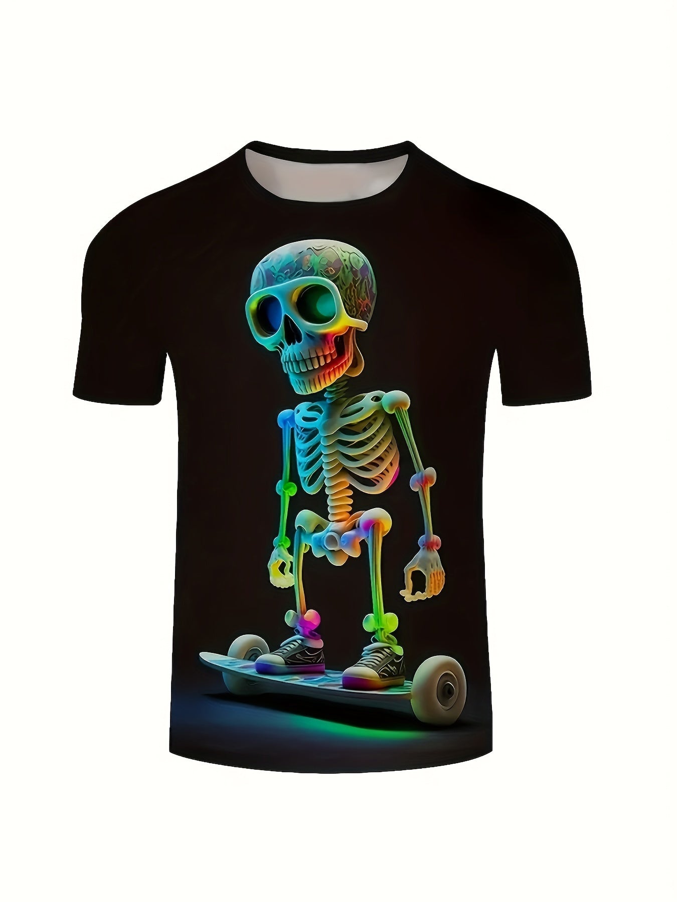 💀 Men's Skeleton Print T-Shirt - Casual Short Sleeve Crew Neck Tee 🌟