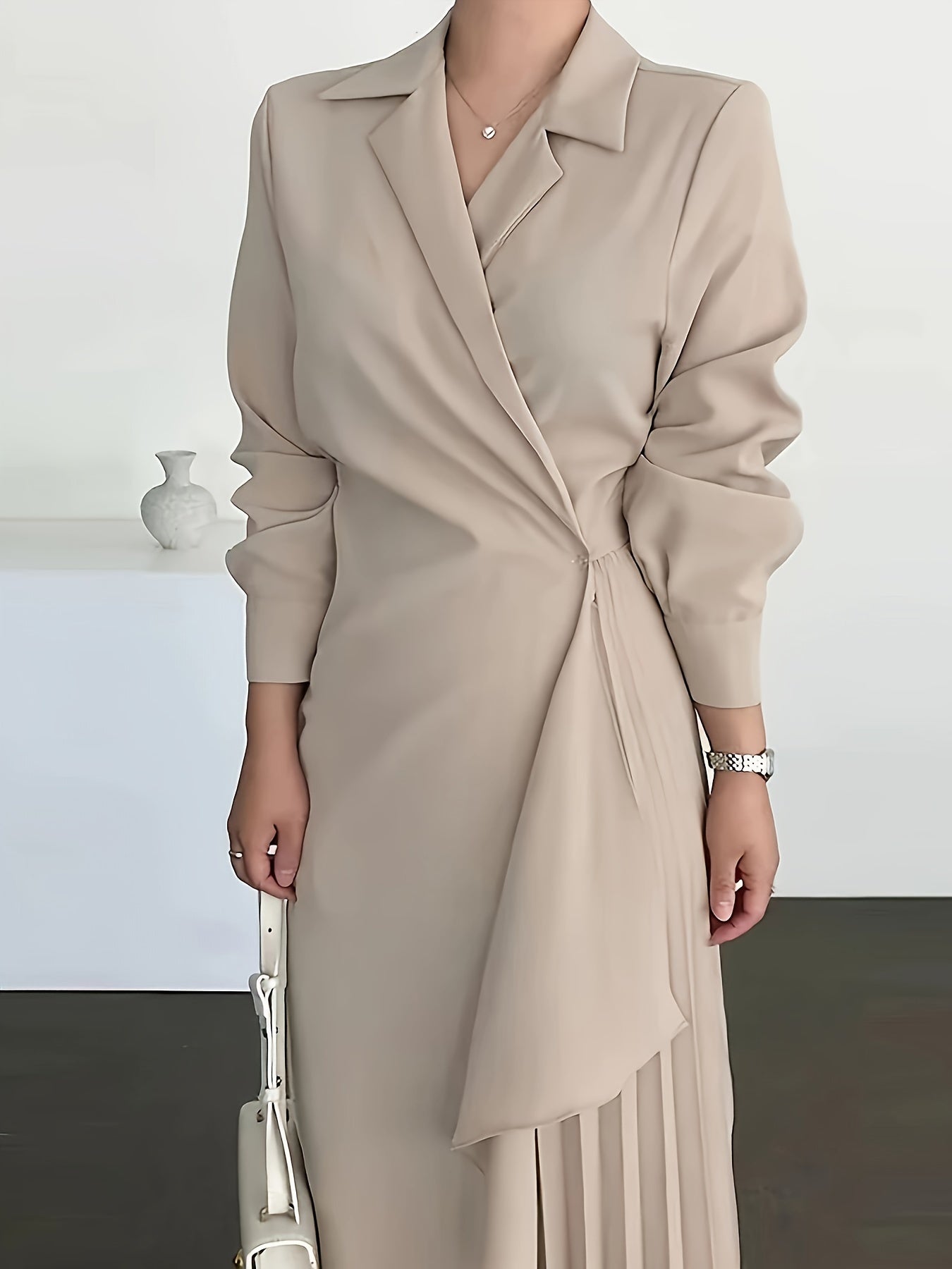 ✨ Asymmetrical Lapel Neck Dress